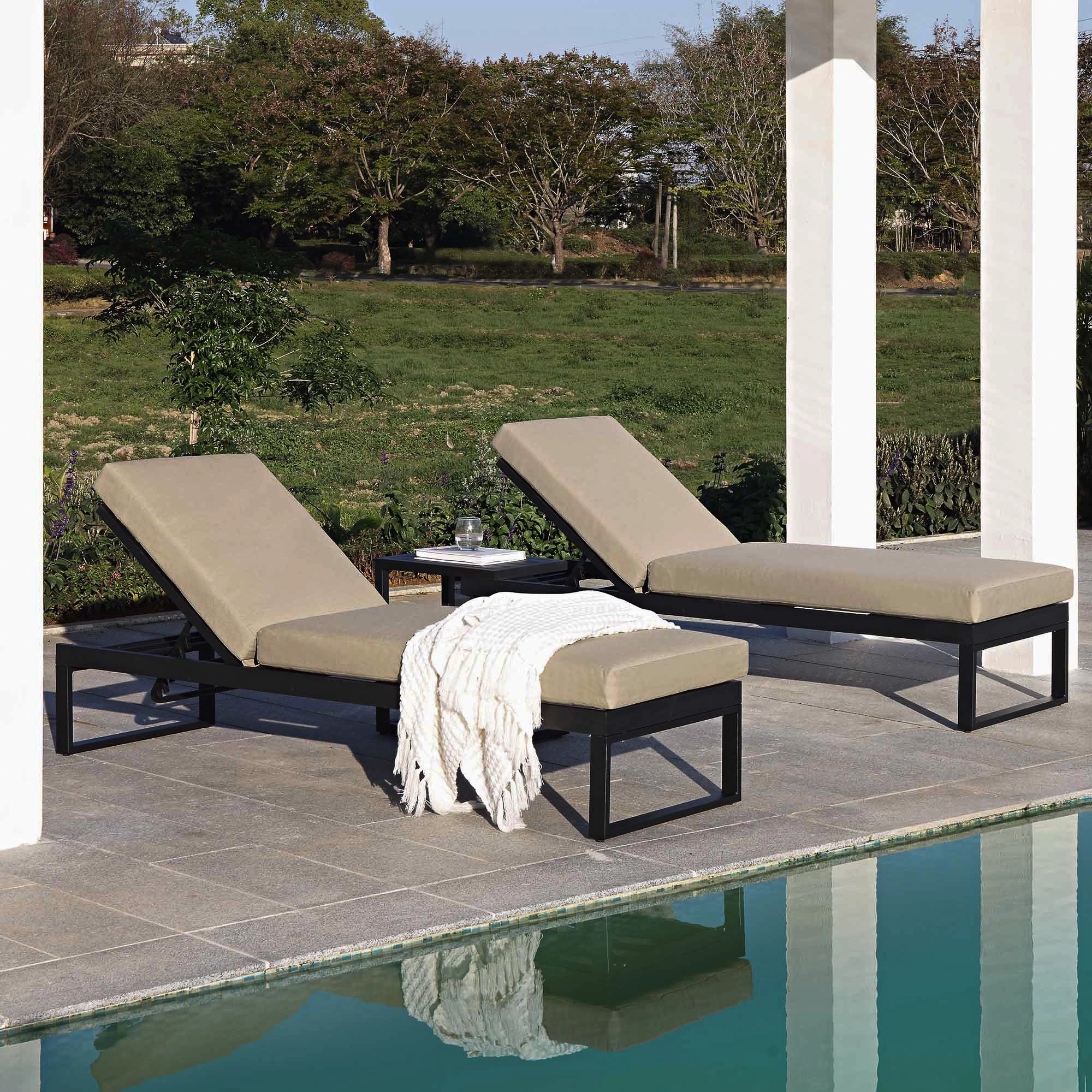 Albany Aluminium Sun Lounger and Side Table Set, Taupe