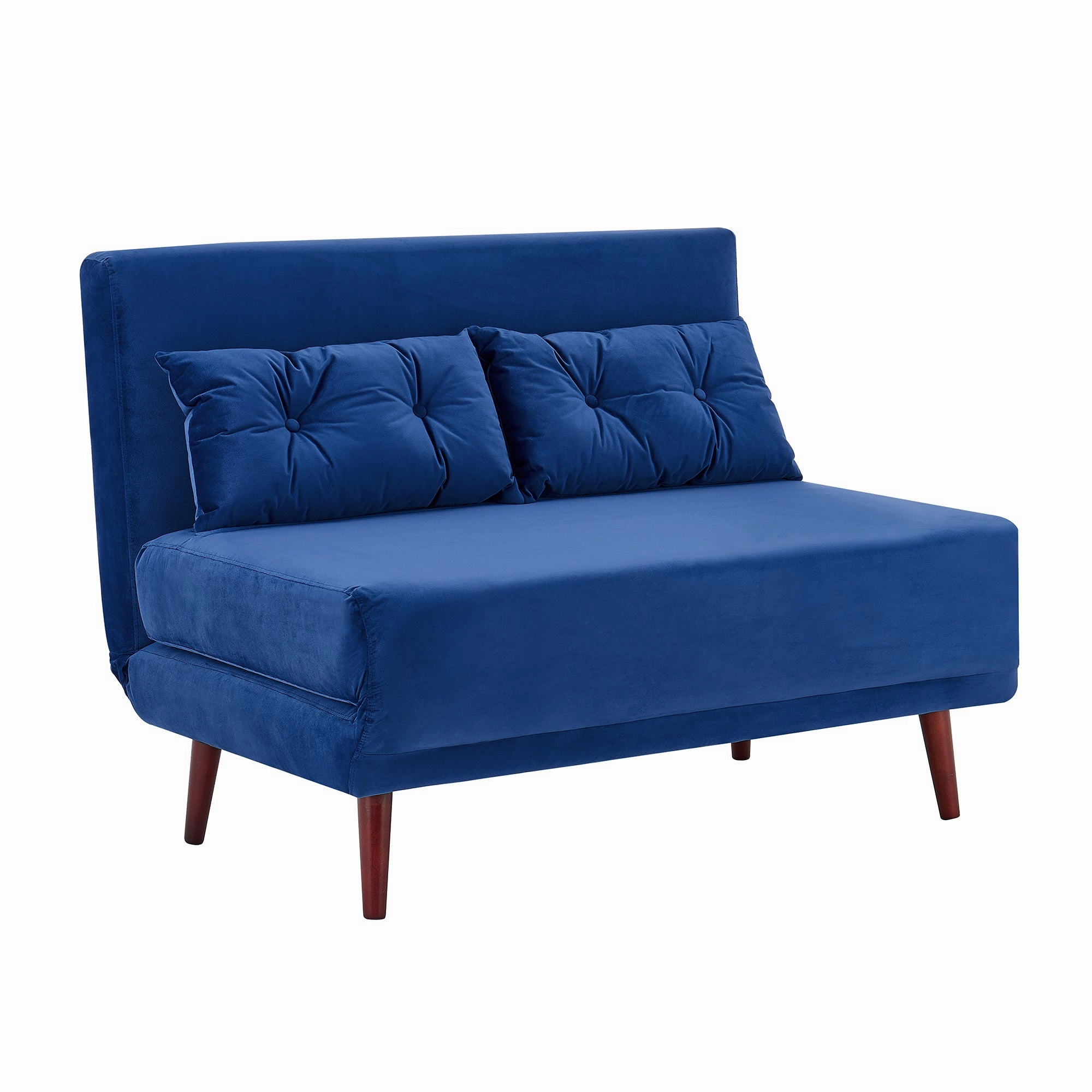 Algo 2-Seater Small Double Folding Sofabed in Blue Velvet
