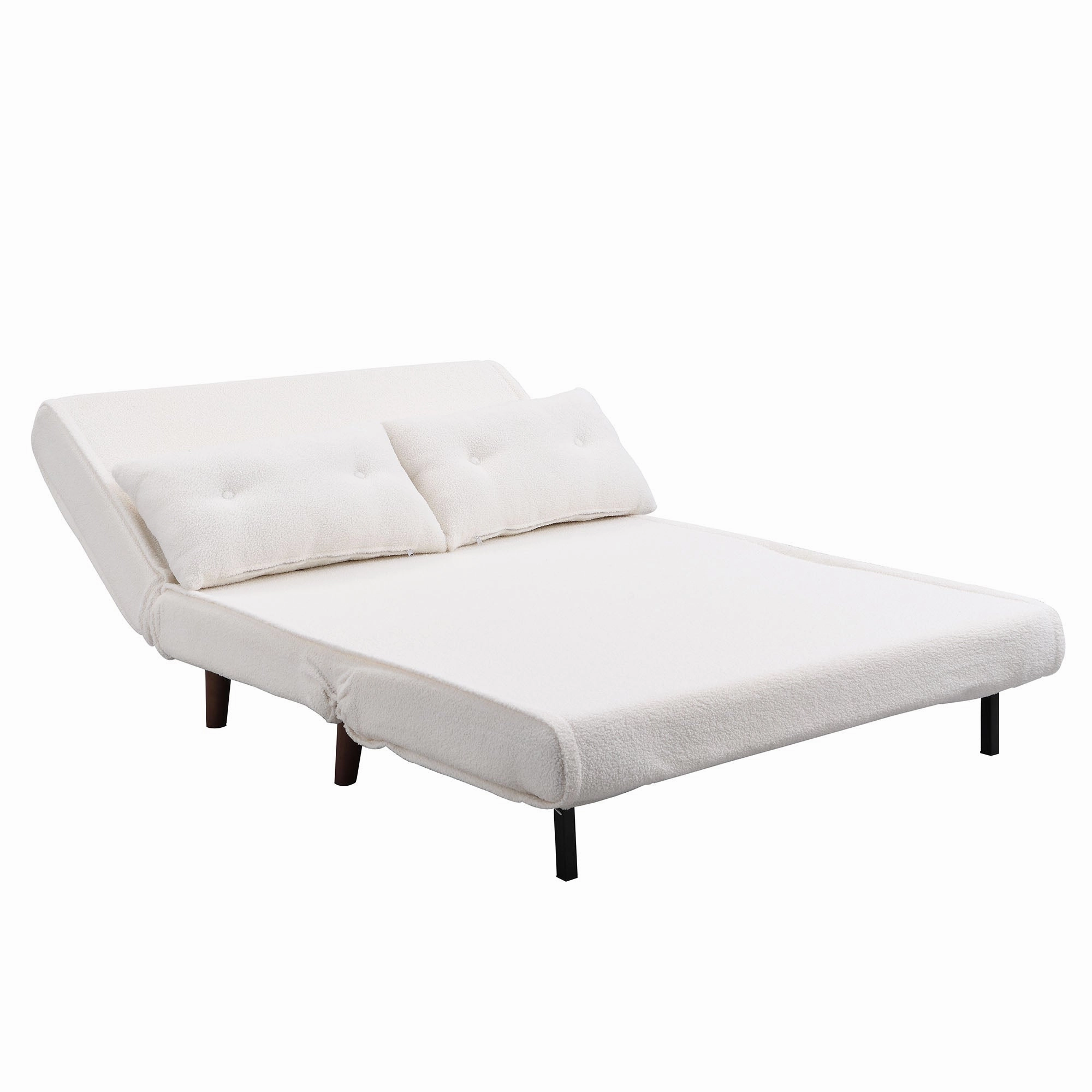 Algo Sofabed with Cushions in Beige Teddy Fabric 2 Seater