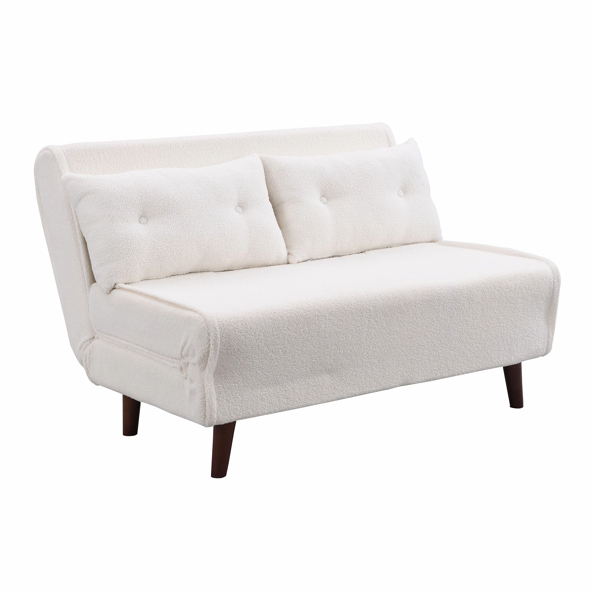 Algo Sofabed with Cushions in Beige Teddy Fabric 2 Seater