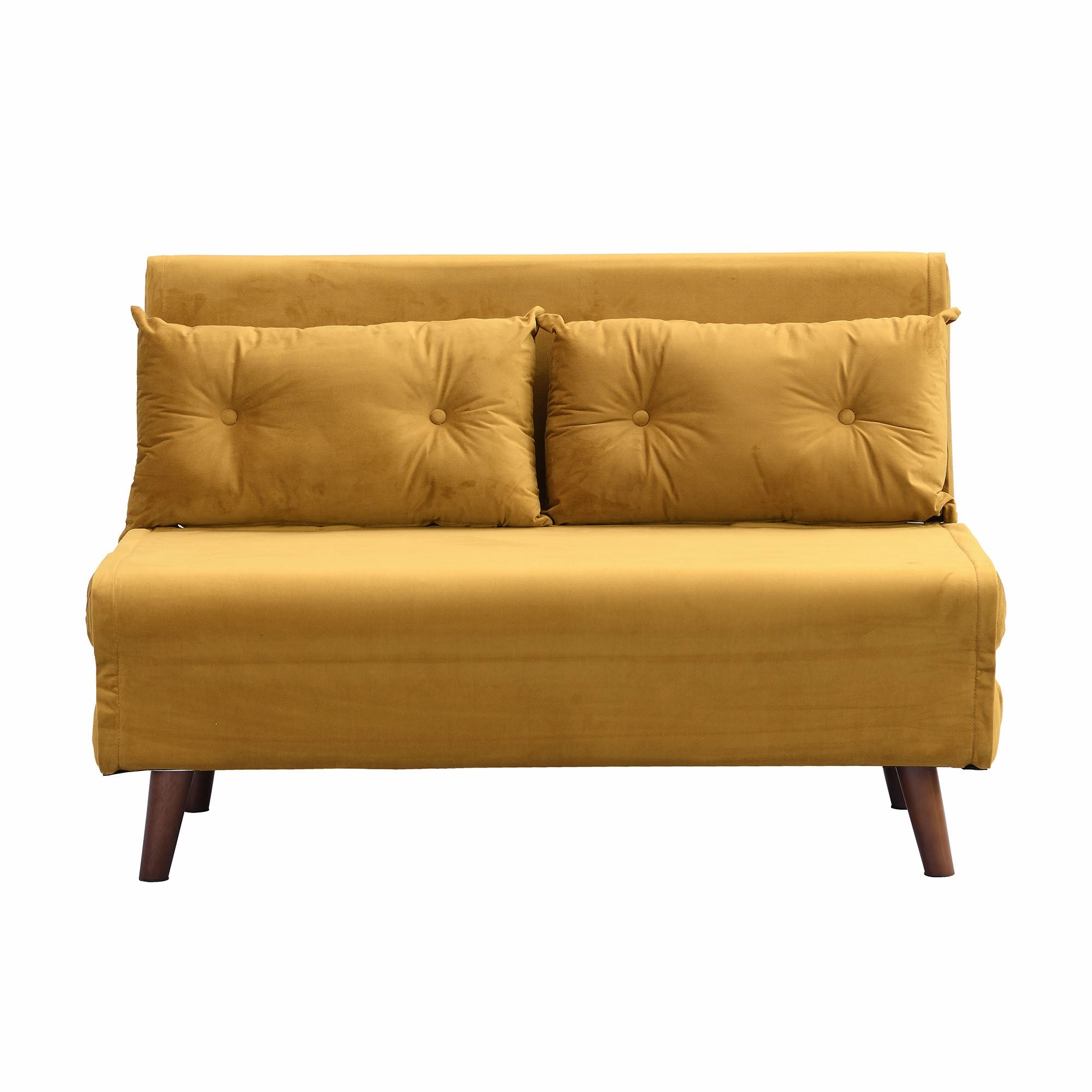 Algo Sofabed with Cushions in Mustard Yellow Velvet 2 Seater