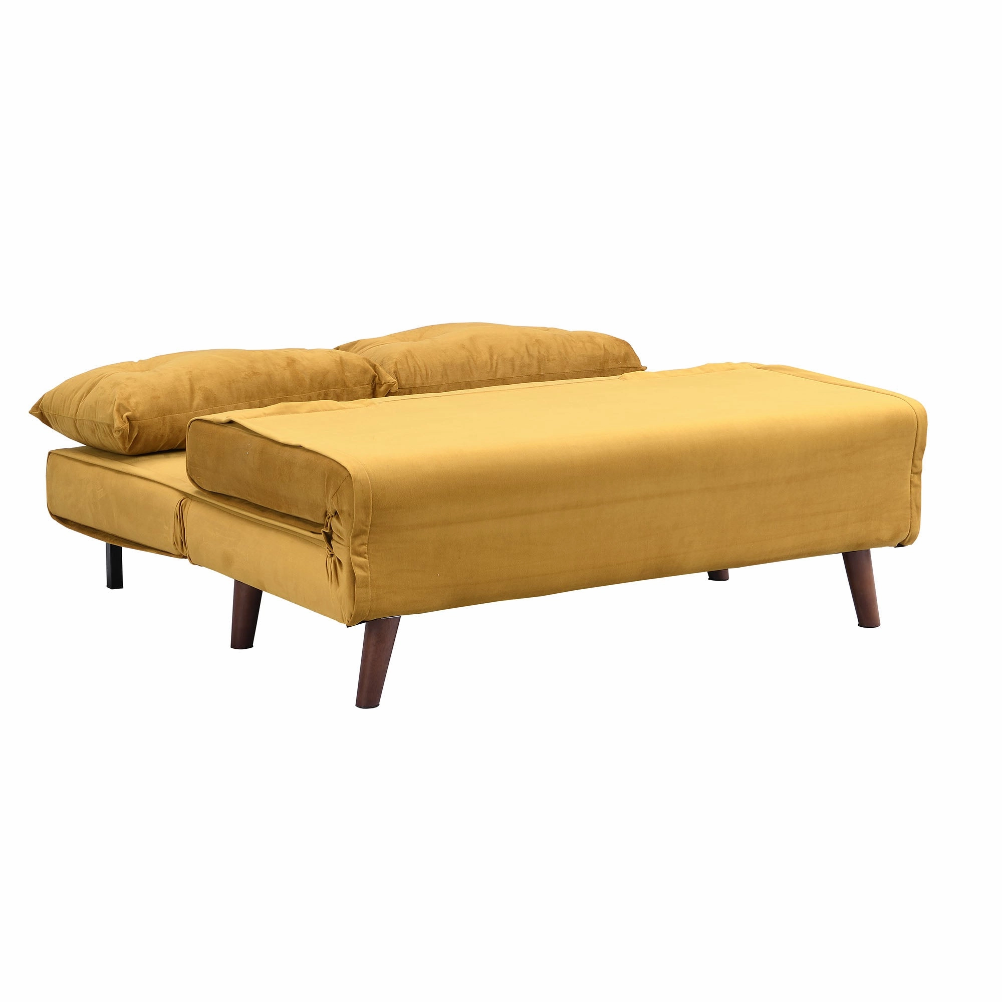 Algo Sofabed with Cushions in Mustard Yellow Velvet 2 Seater