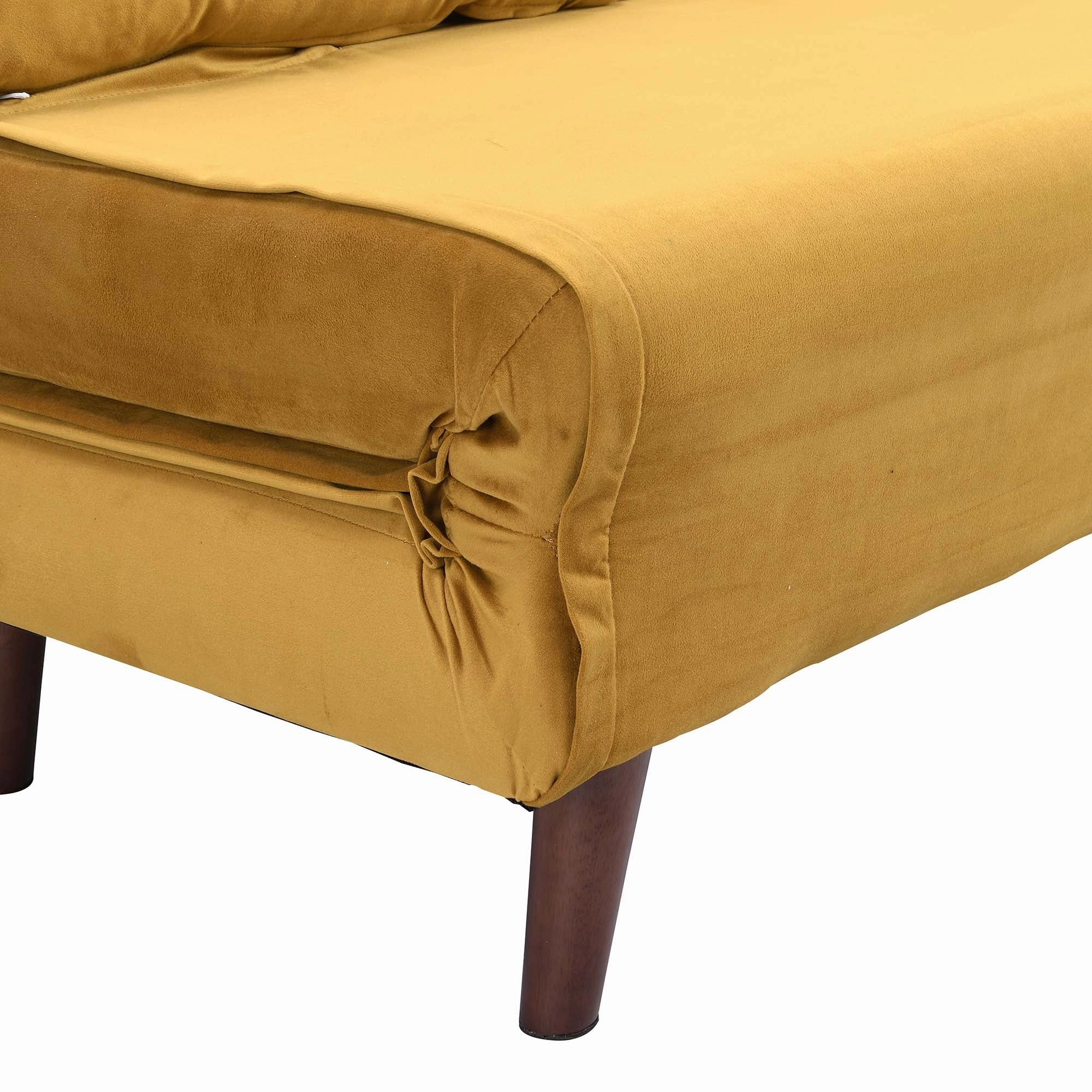 Algo Sofabed with Cushions in Mustard Yellow Velvet 2 Seater