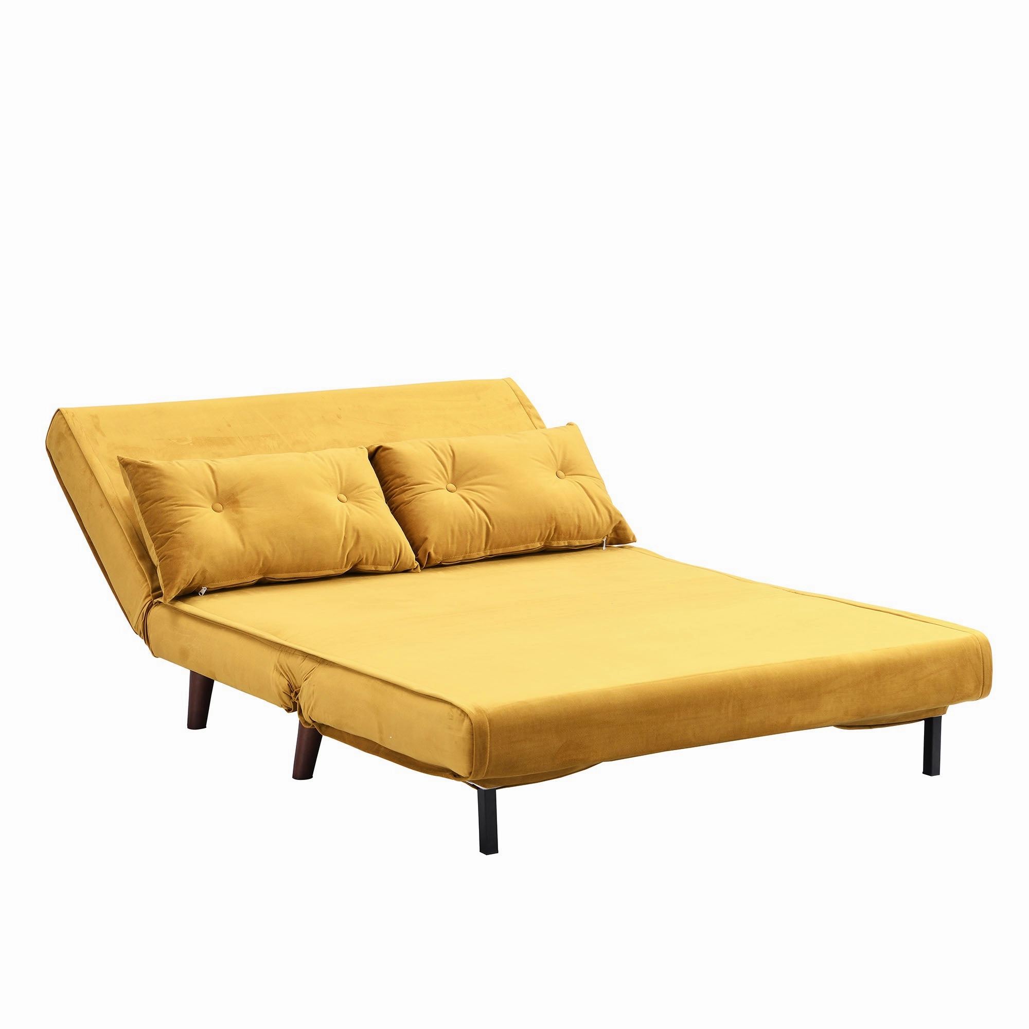 Algo Sofabed with Cushions in Mustard Yellow Velvet 2 Seater