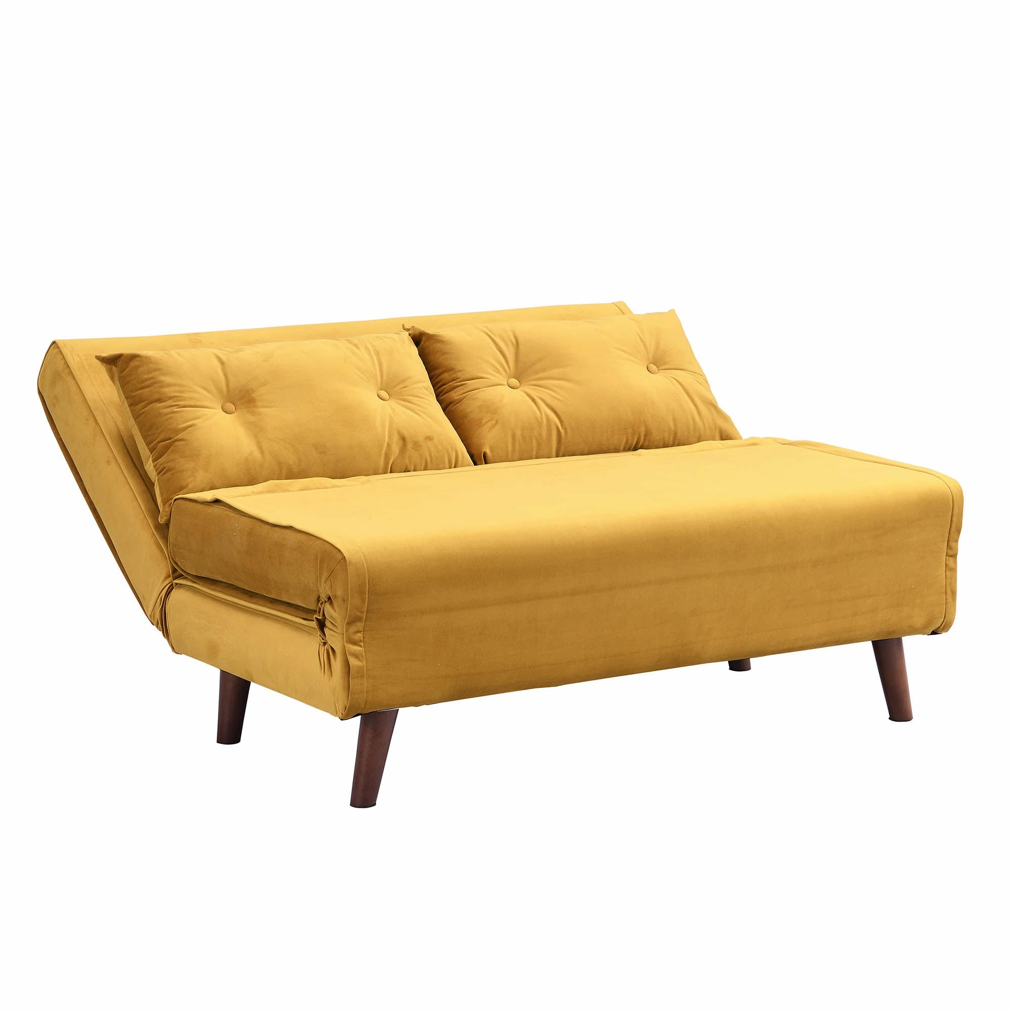 Algo Sofabed with Cushions in Mustard Yellow Velvet 2 Seater