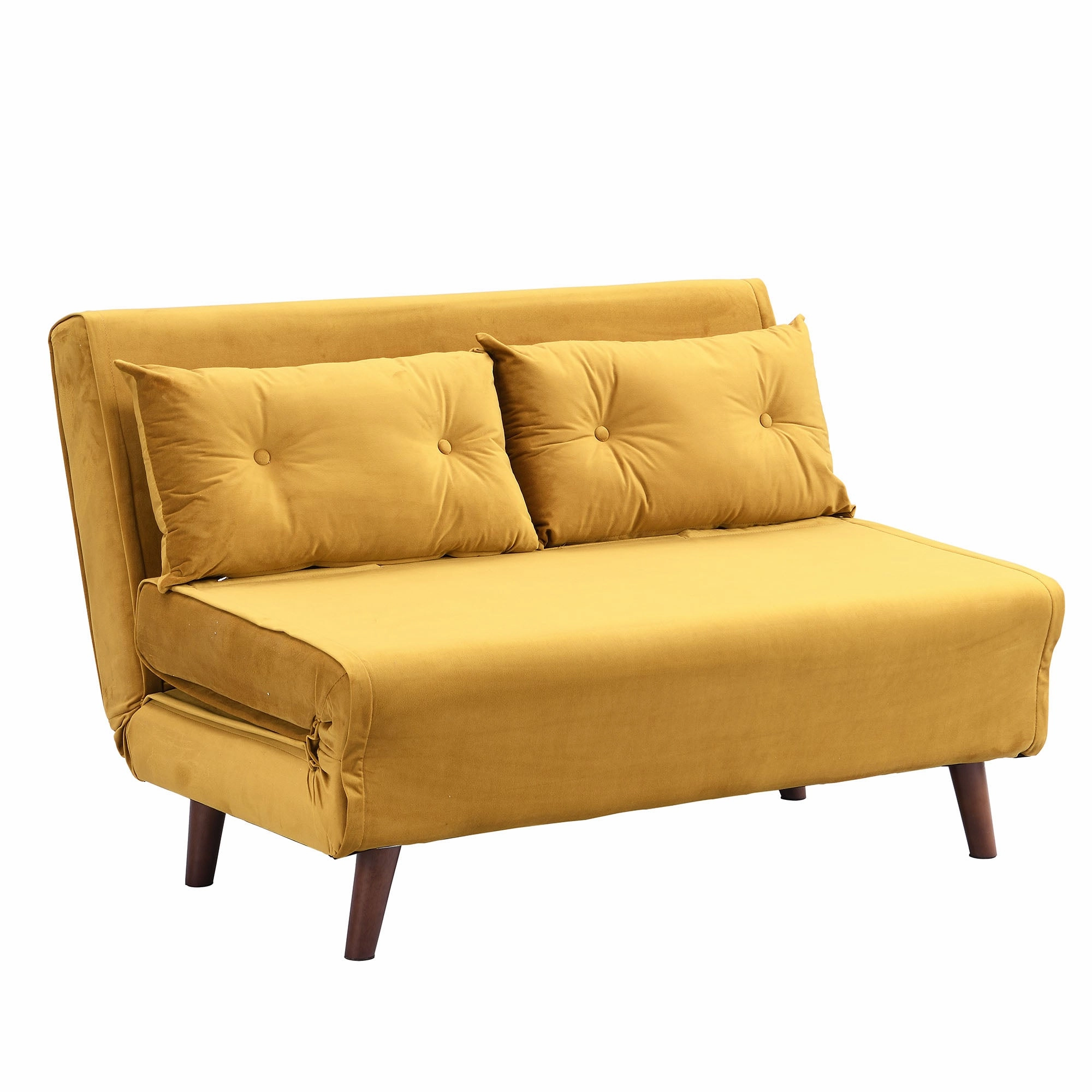 Algo Sofabed with Cushions in Mustard Yellow Velvet 2 Seater