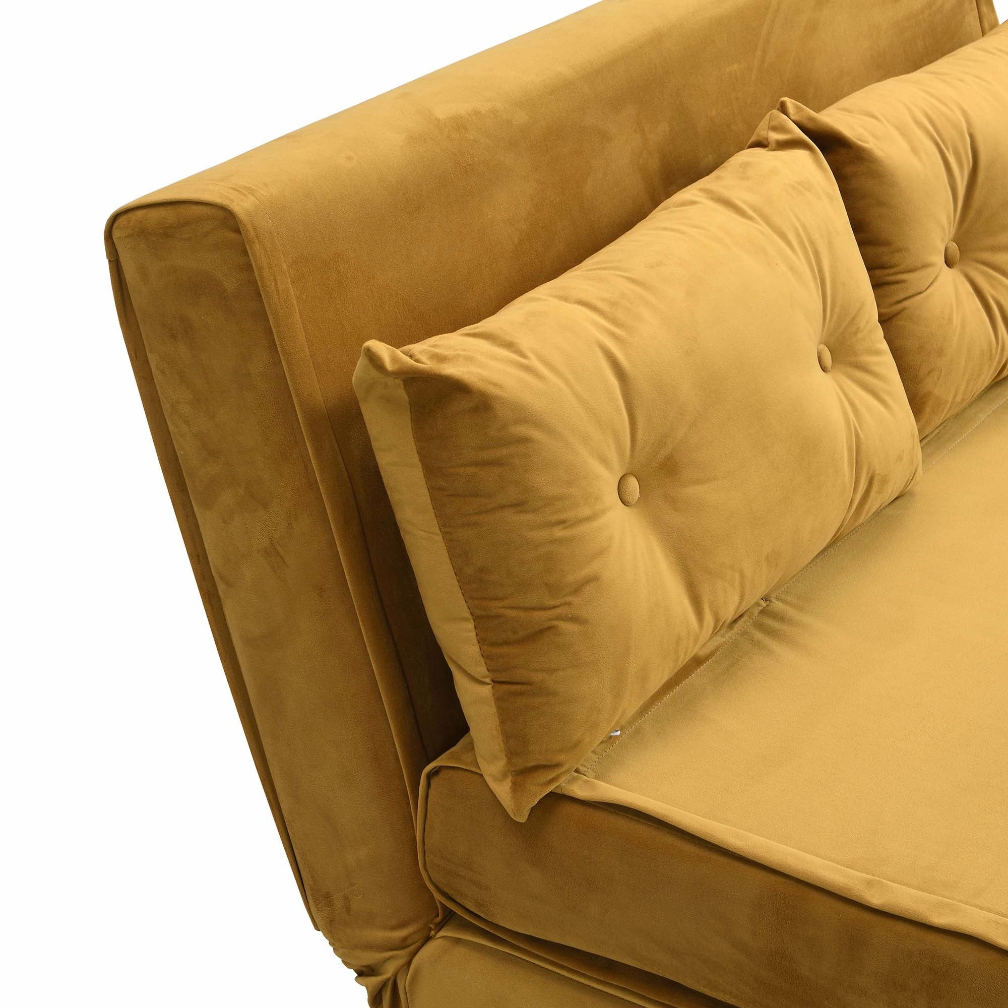 Algo Sofabed with Cushions in Mustard Yellow Velvet 2 Seater