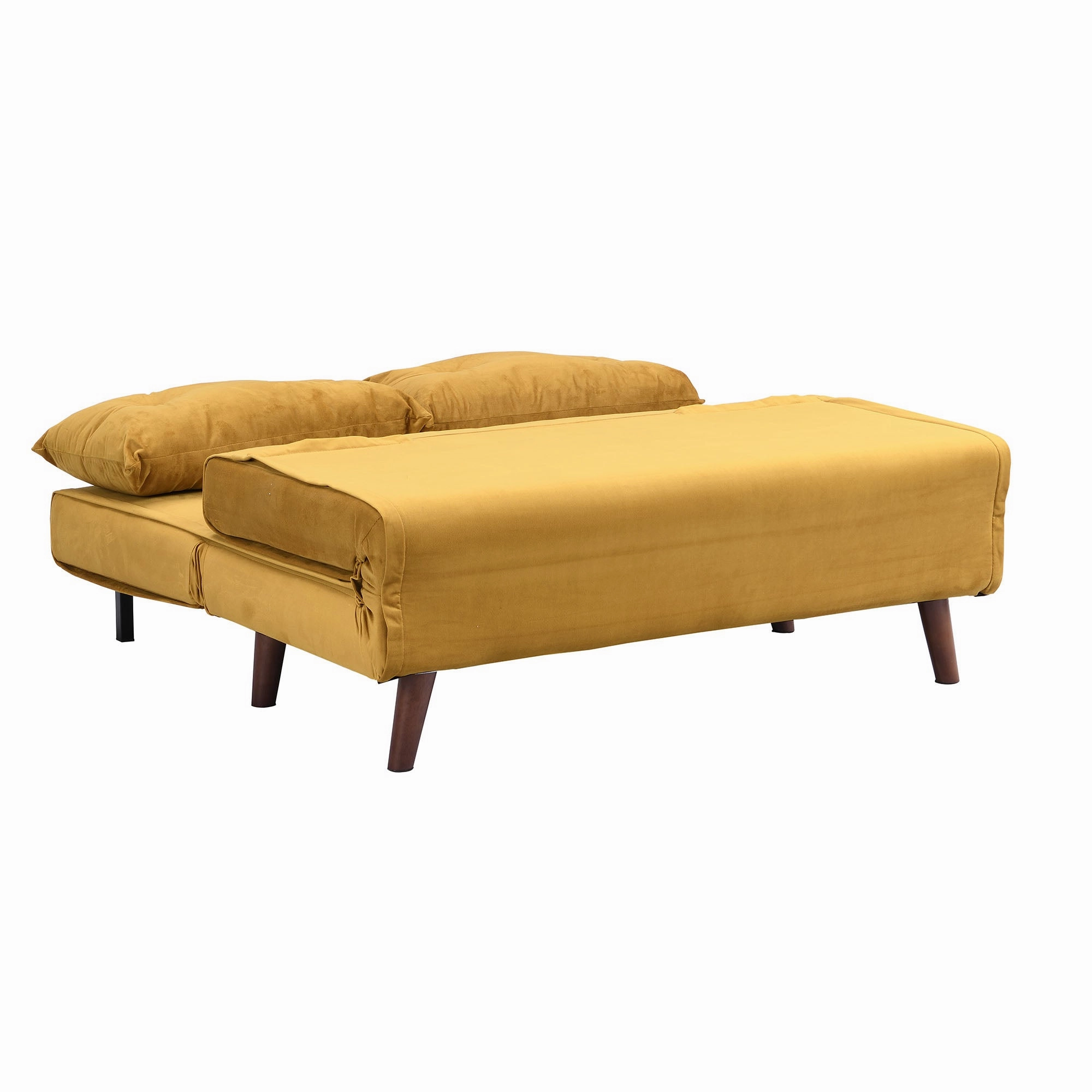 Algo Sofabed with Cushions in Mustard Yellow Velvet 2 Seater