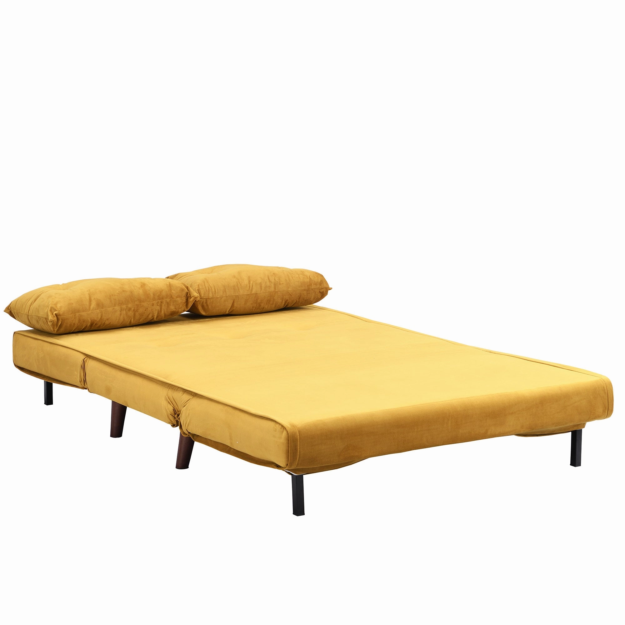 Algo Sofabed with Cushions in Mustard Yellow Velvet 2 Seater