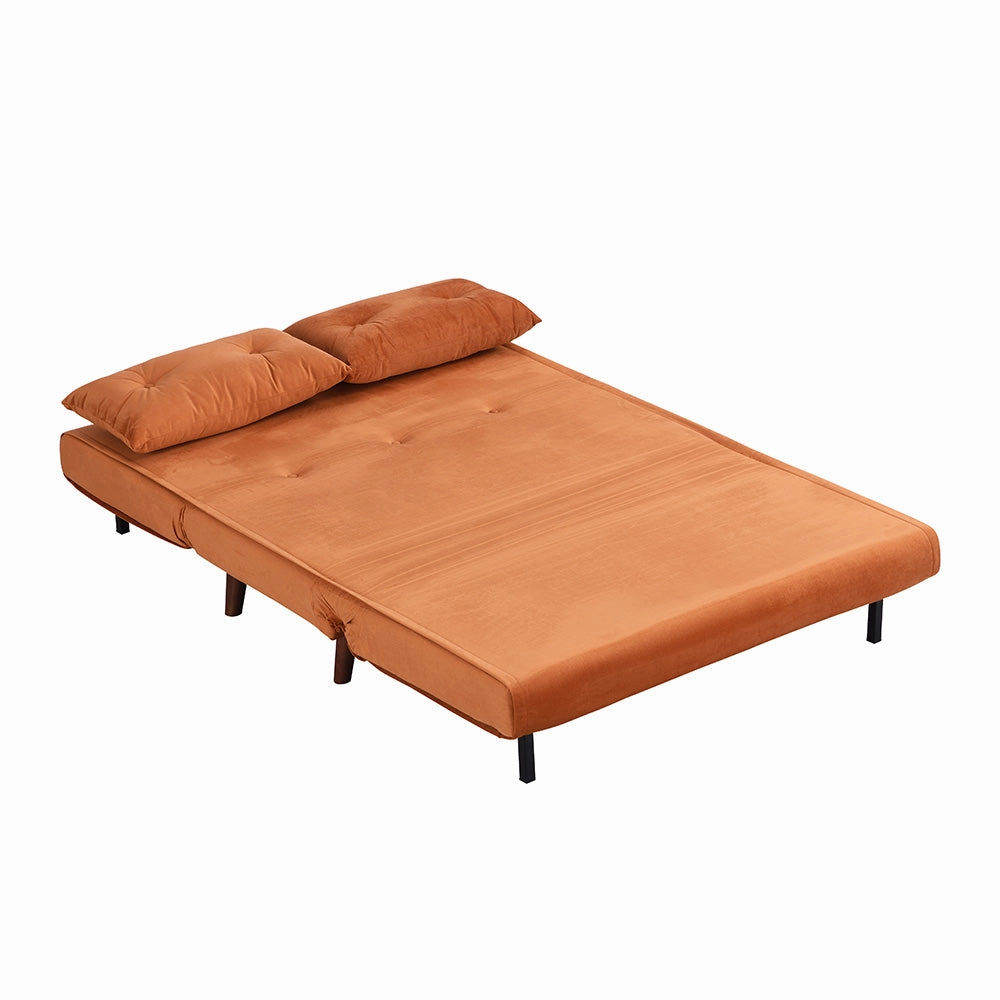 Algo Sofabed with Cushions in Orange Velvet 2 Seater