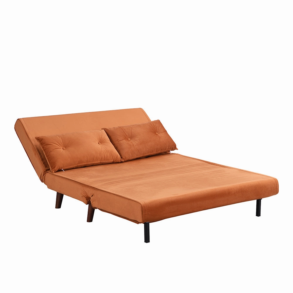 Algo Sofabed with Cushions in Orange Velvet 2 Seater