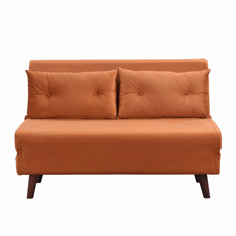 Algo Sofabed with Cushions in Orange Velvet 2 Seater