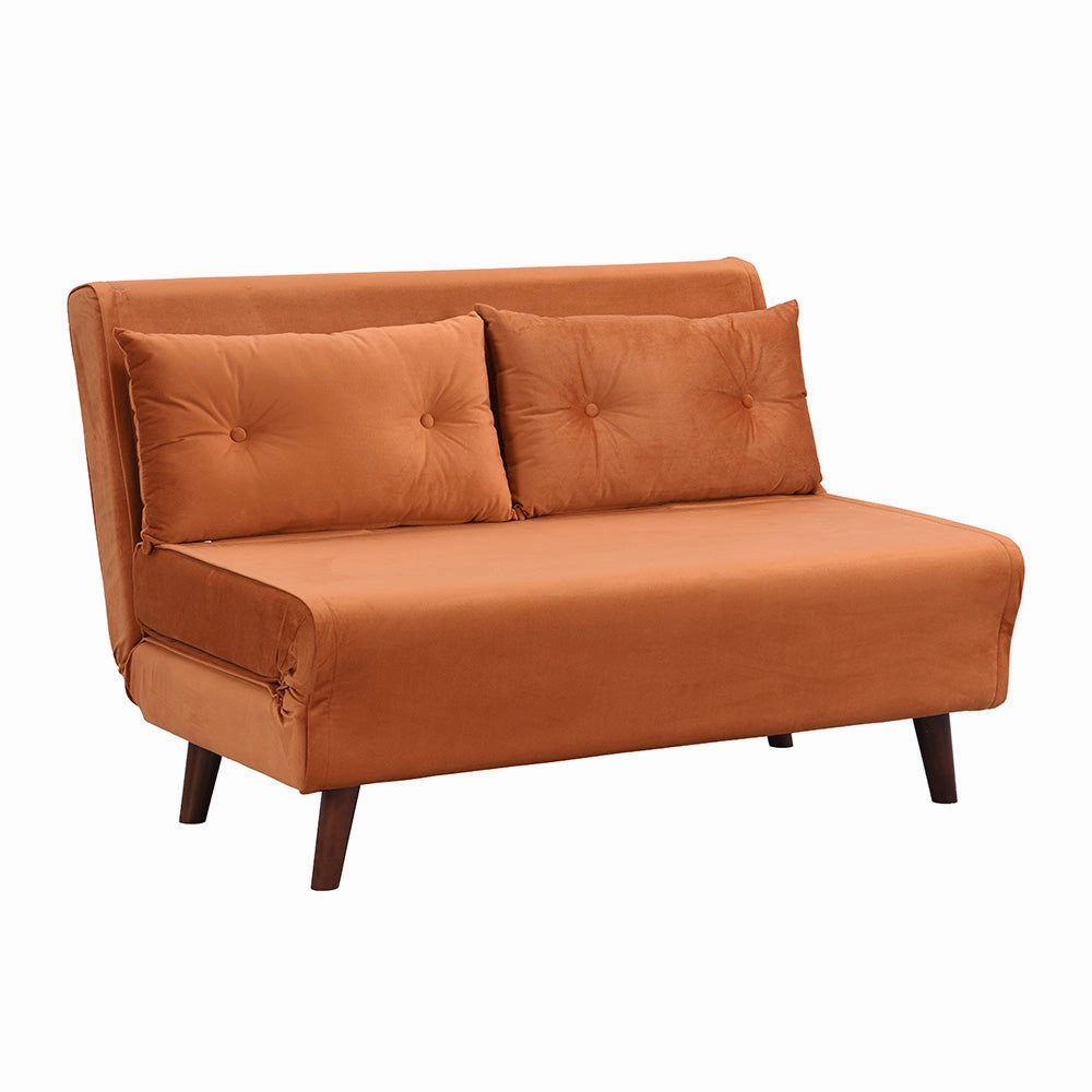 Algo Sofabed with Cushions in Orange Velvet 2 Seater