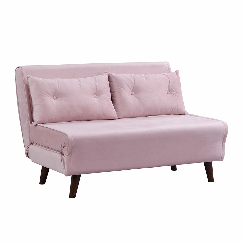 Algo Sofabed with Cushions in Pink Velvet 2 Seater