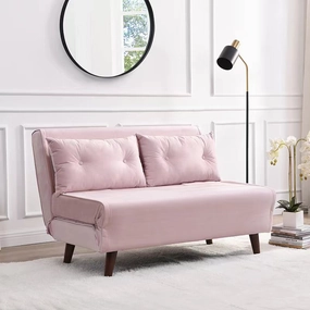 Algo Sofabed with Cushions in Pink Velvet 2 Seater