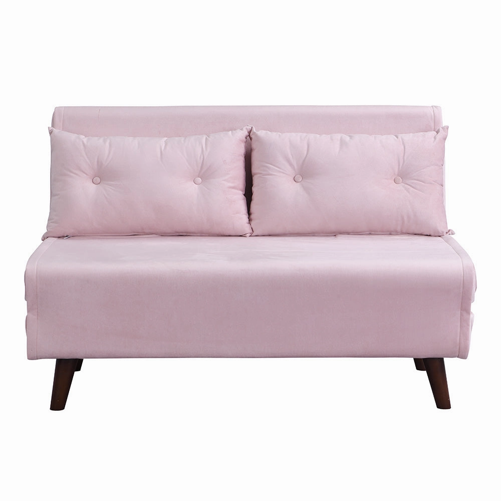 Algo Sofabed with Cushions in Pink Velvet 2 Seater