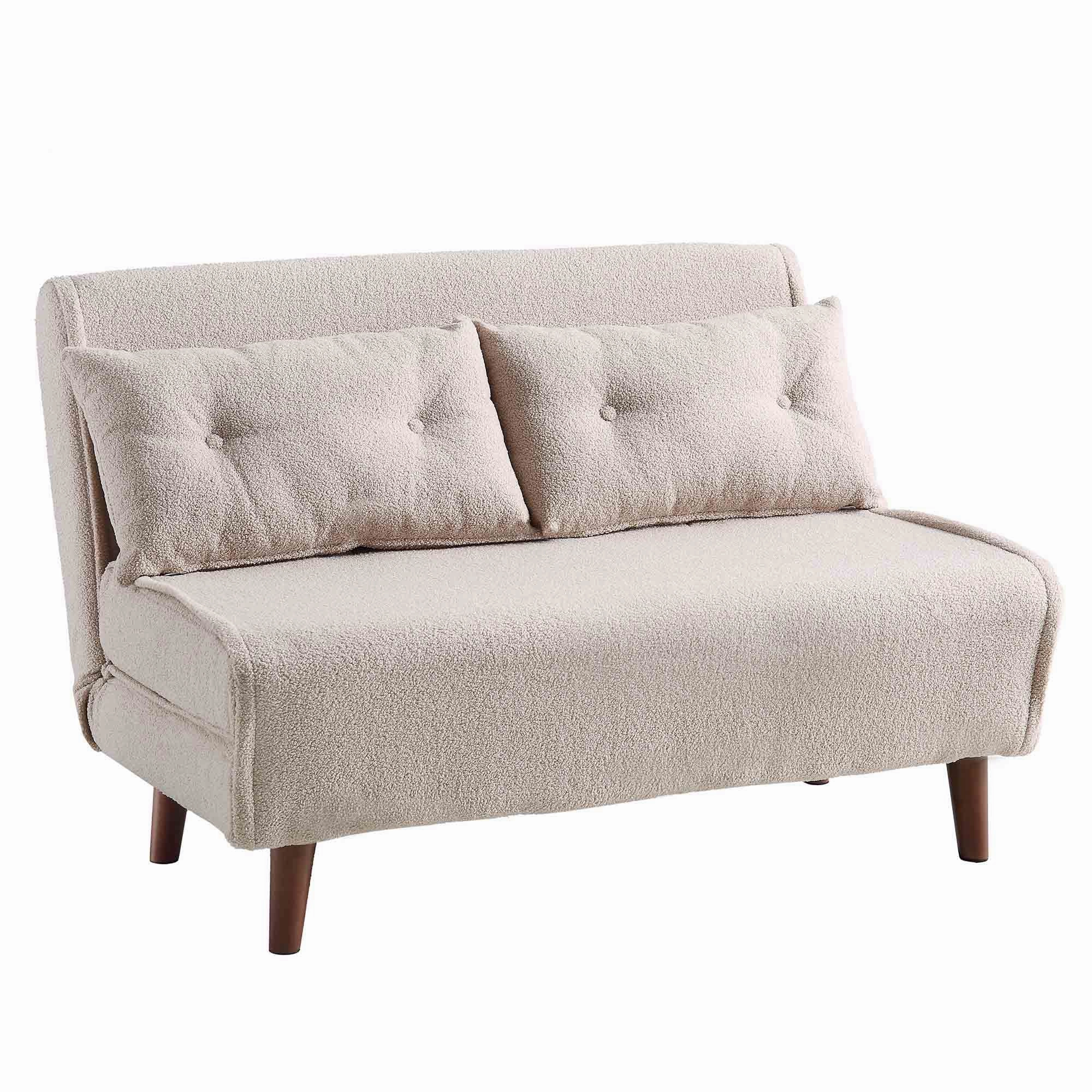 Algo Sofabed with Cushions in Taupe Teddy Fabric 2 Seater