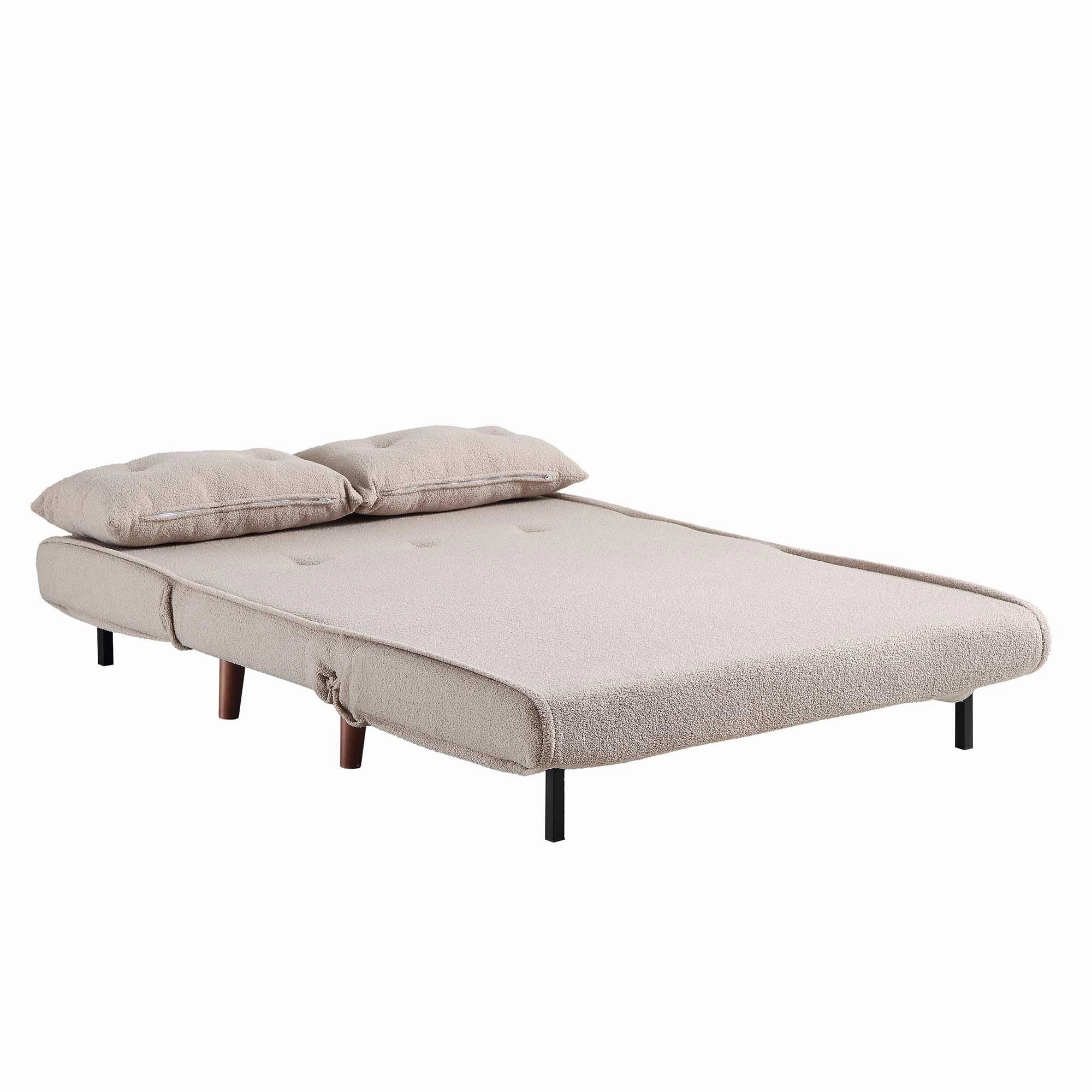 Algo Sofabed with Cushions in Taupe Teddy Fabric 2 Seater