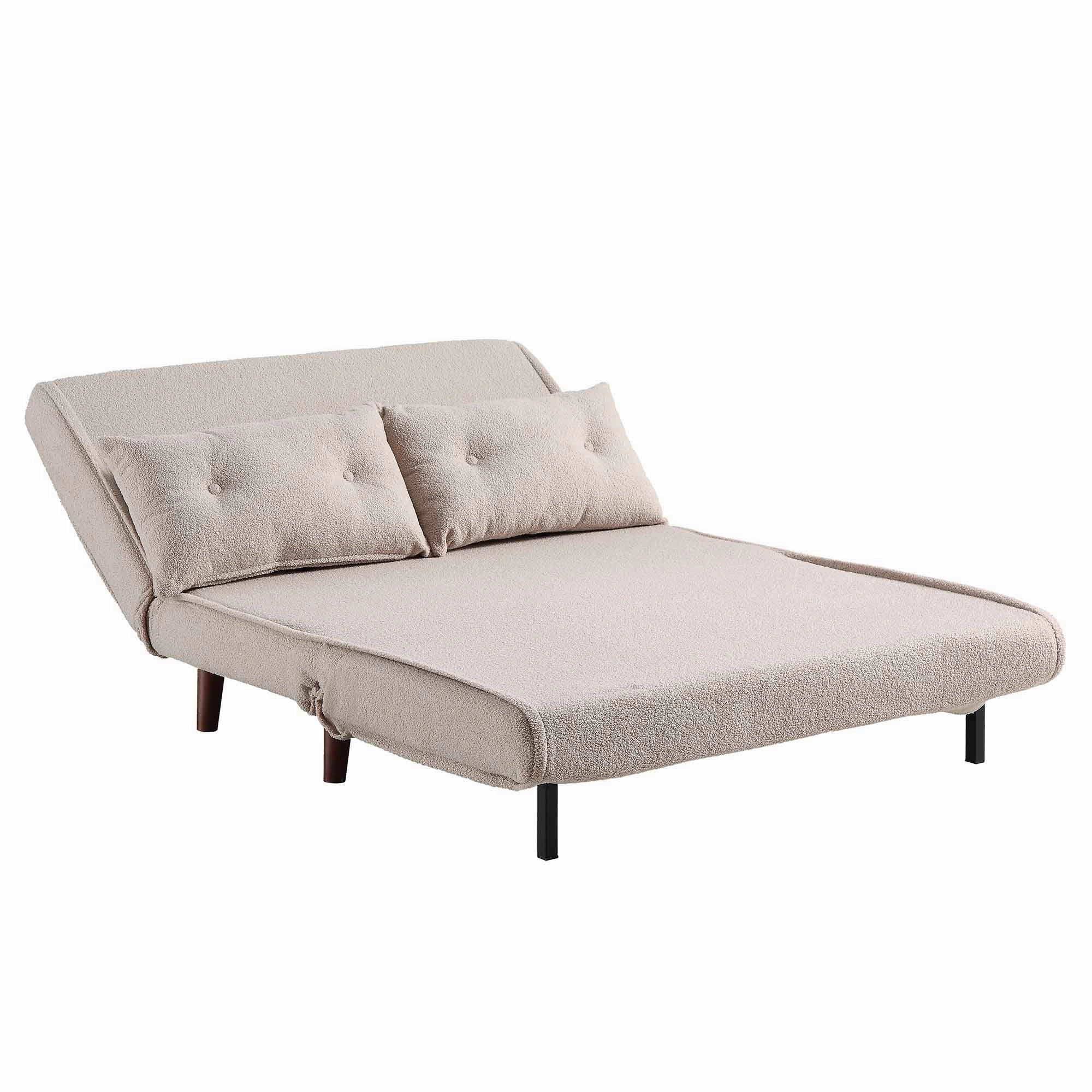 Algo Sofabed with Cushions in Taupe Teddy Fabric 2 Seater