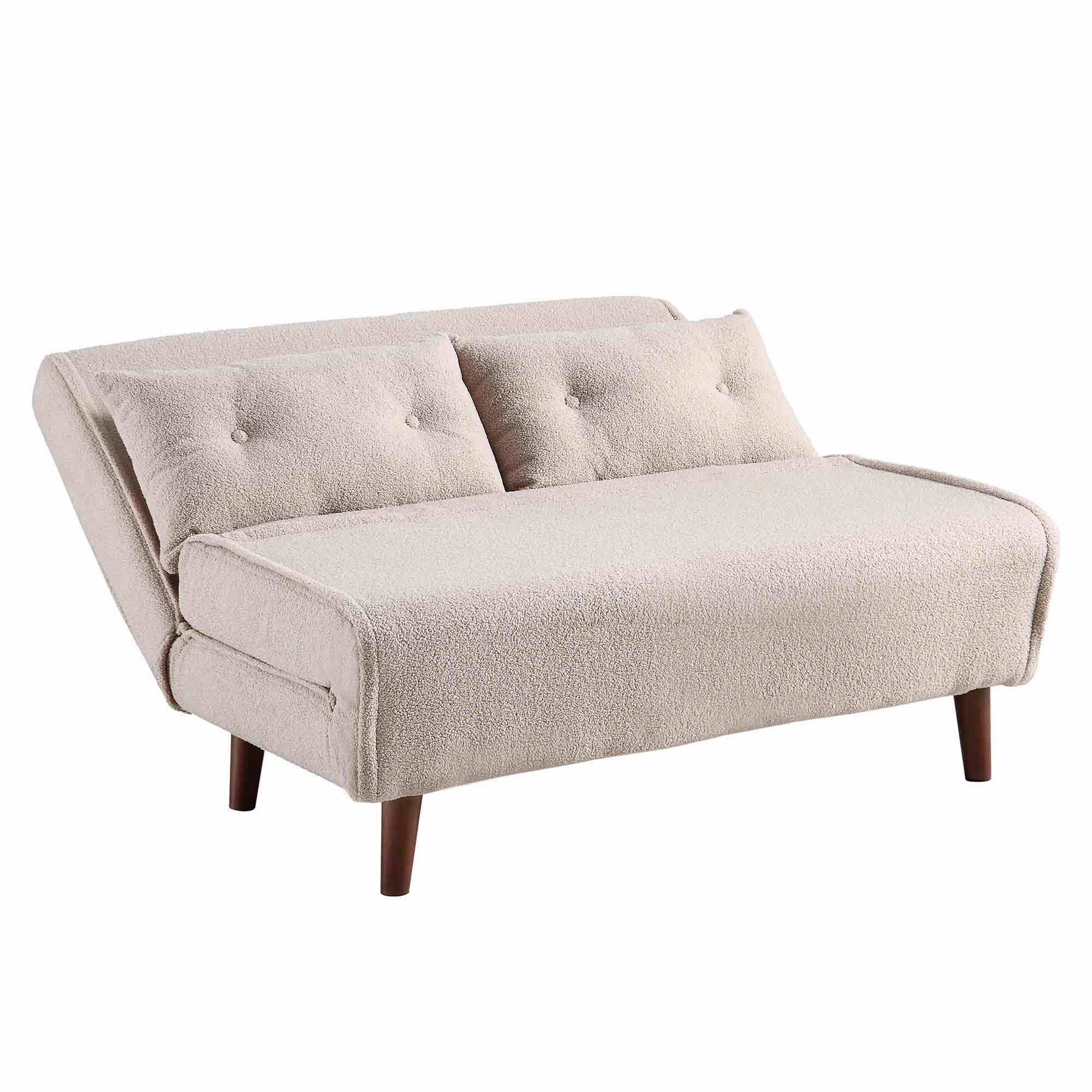 Algo Sofabed with Cushions in Taupe Teddy Fabric 2 Seater