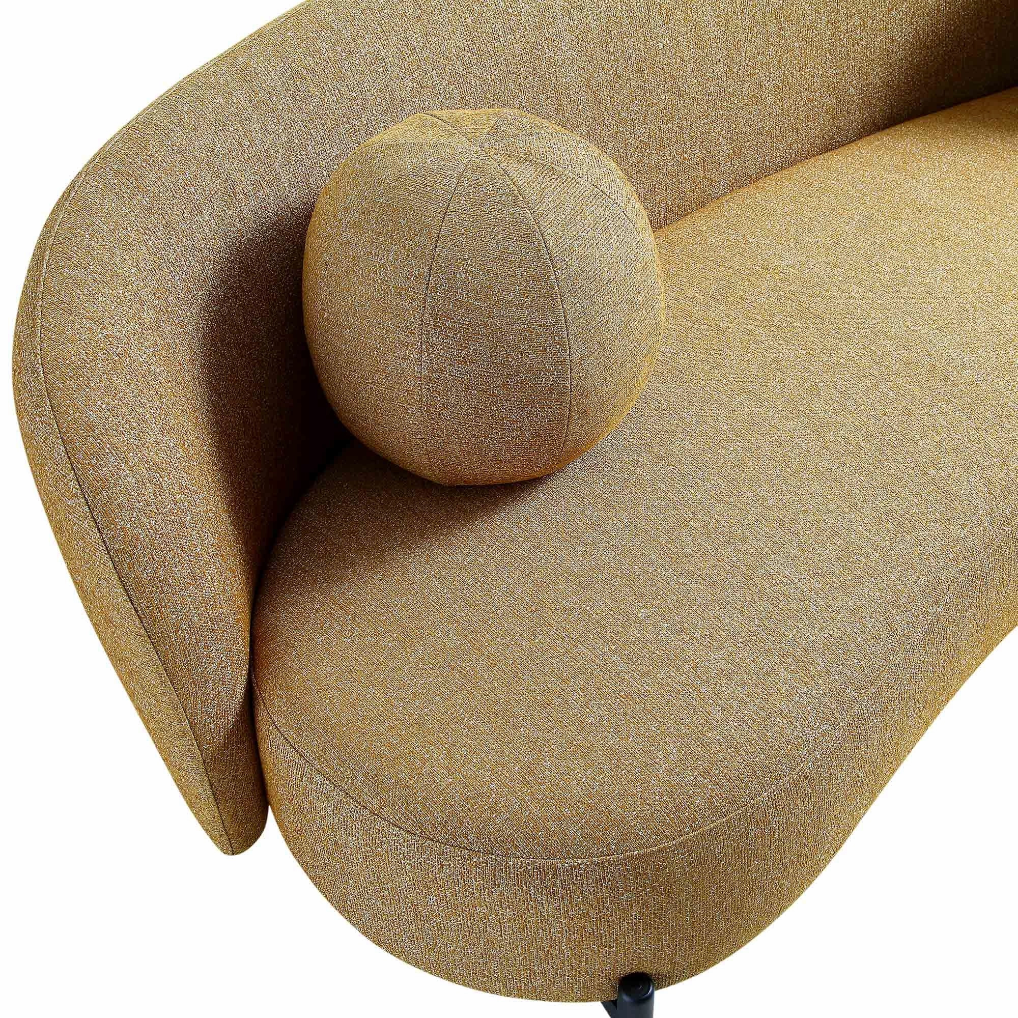 Amboise 3-Seater Curved Sofa with Ball Cushions, Marigold Textured Fabric