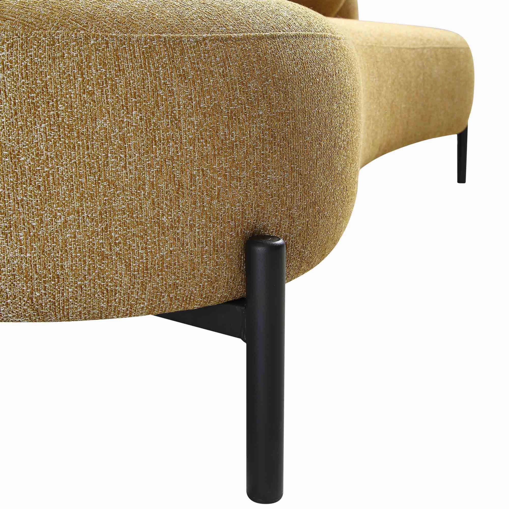 Amboise 3-Seater Curved Sofa with Ball Cushions, Marigold Textured Fabric