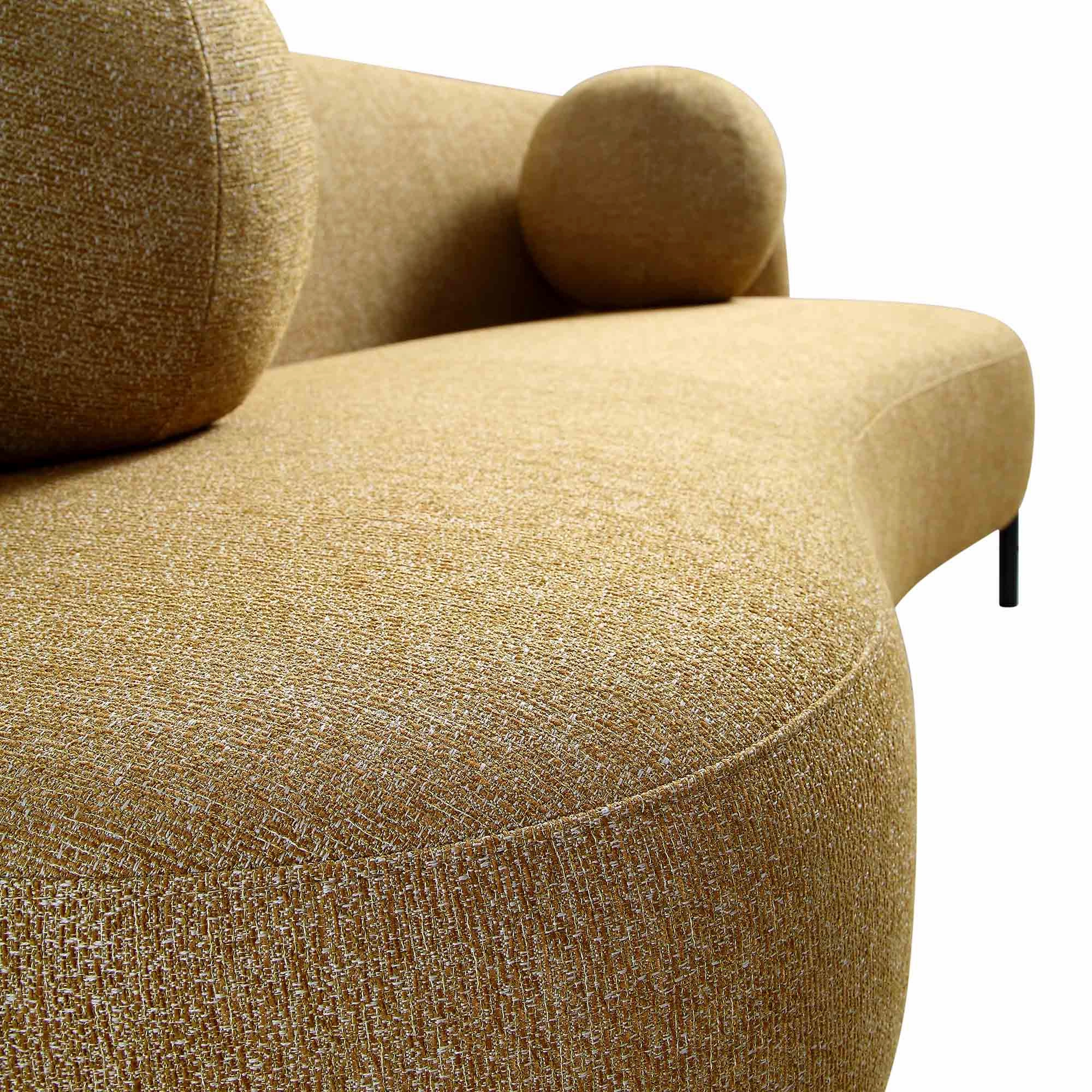 Amboise 3-Seater Curved Sofa with Ball Cushions, Marigold Textured Fabric