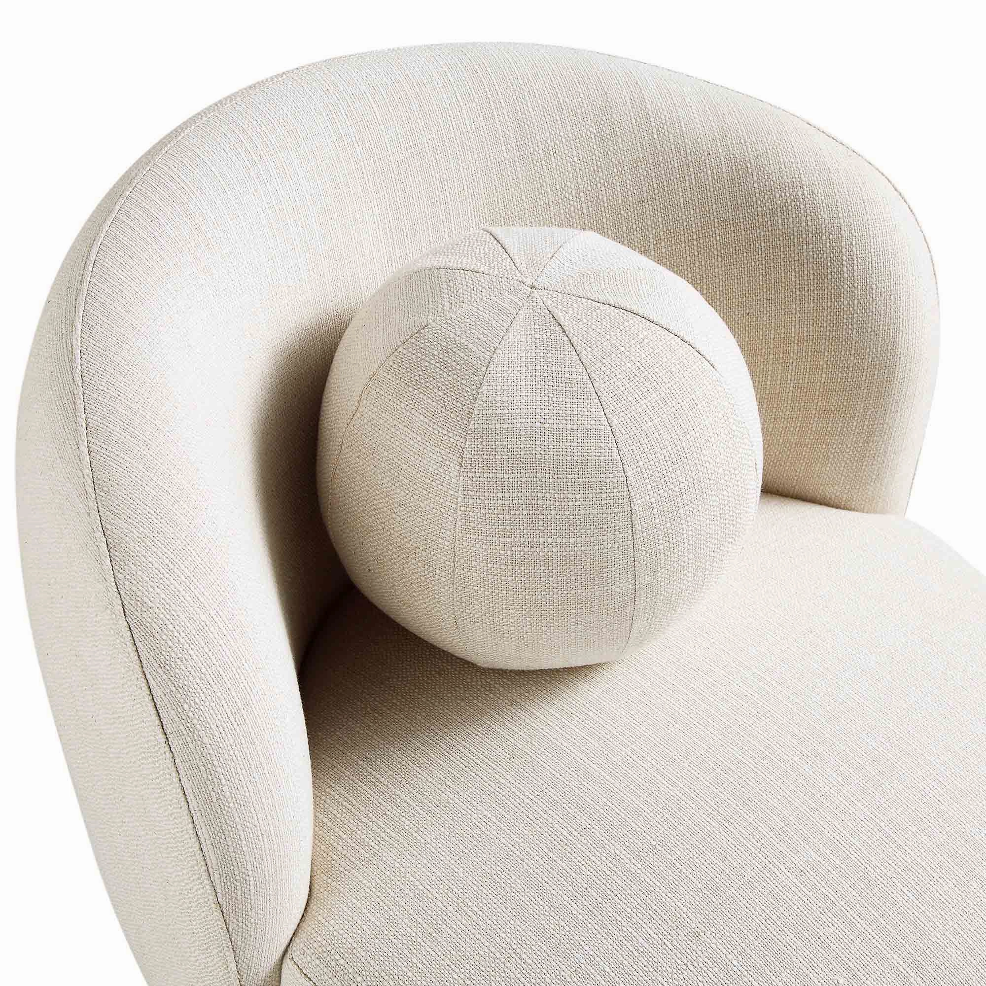 Amboise Armchair with Ball Cushion, Beige Linen Blend