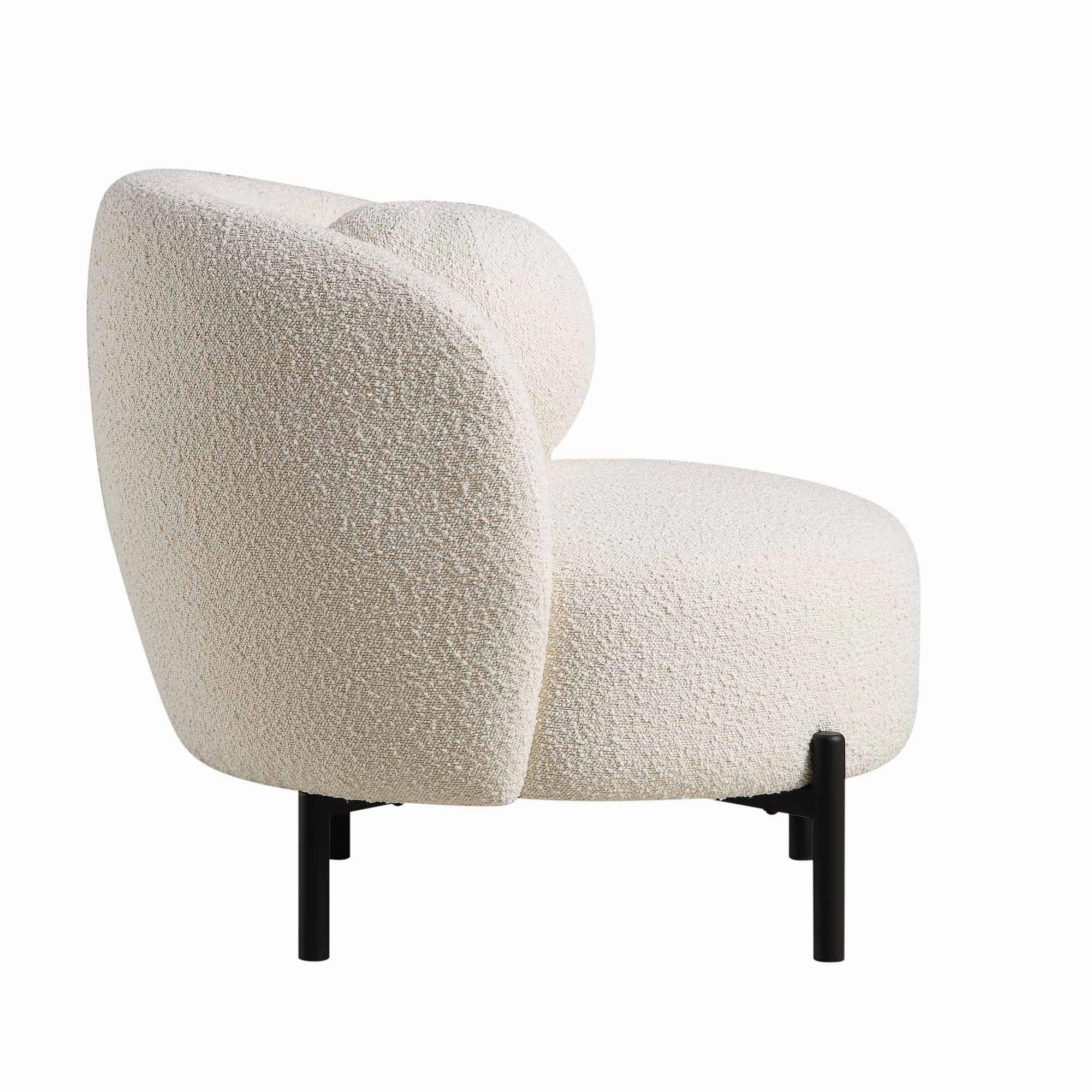 Amboise Armchair with Ball Cushion, Ecru Boucle