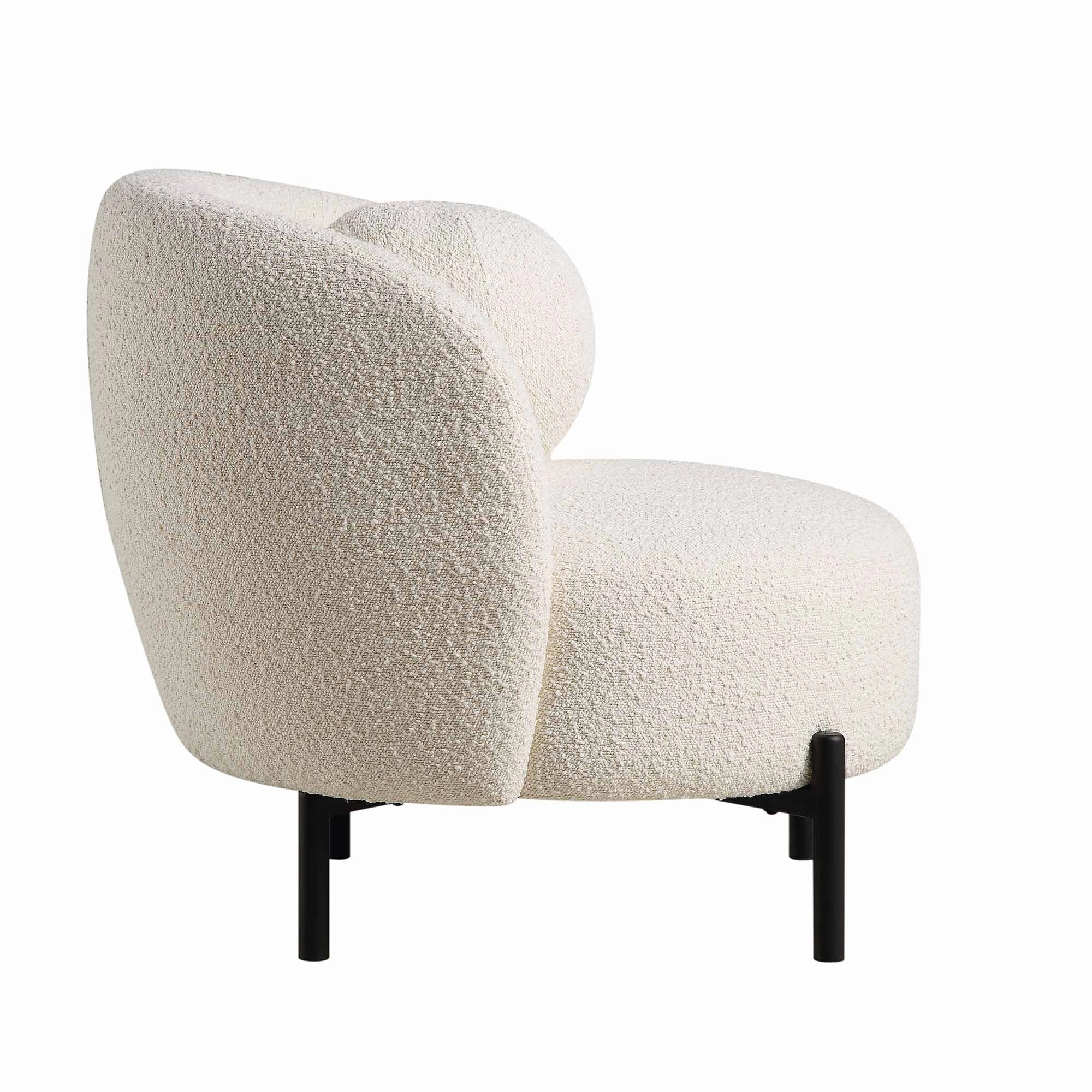 Amboise Armchair with Ball Cushion, Ecru Boucle