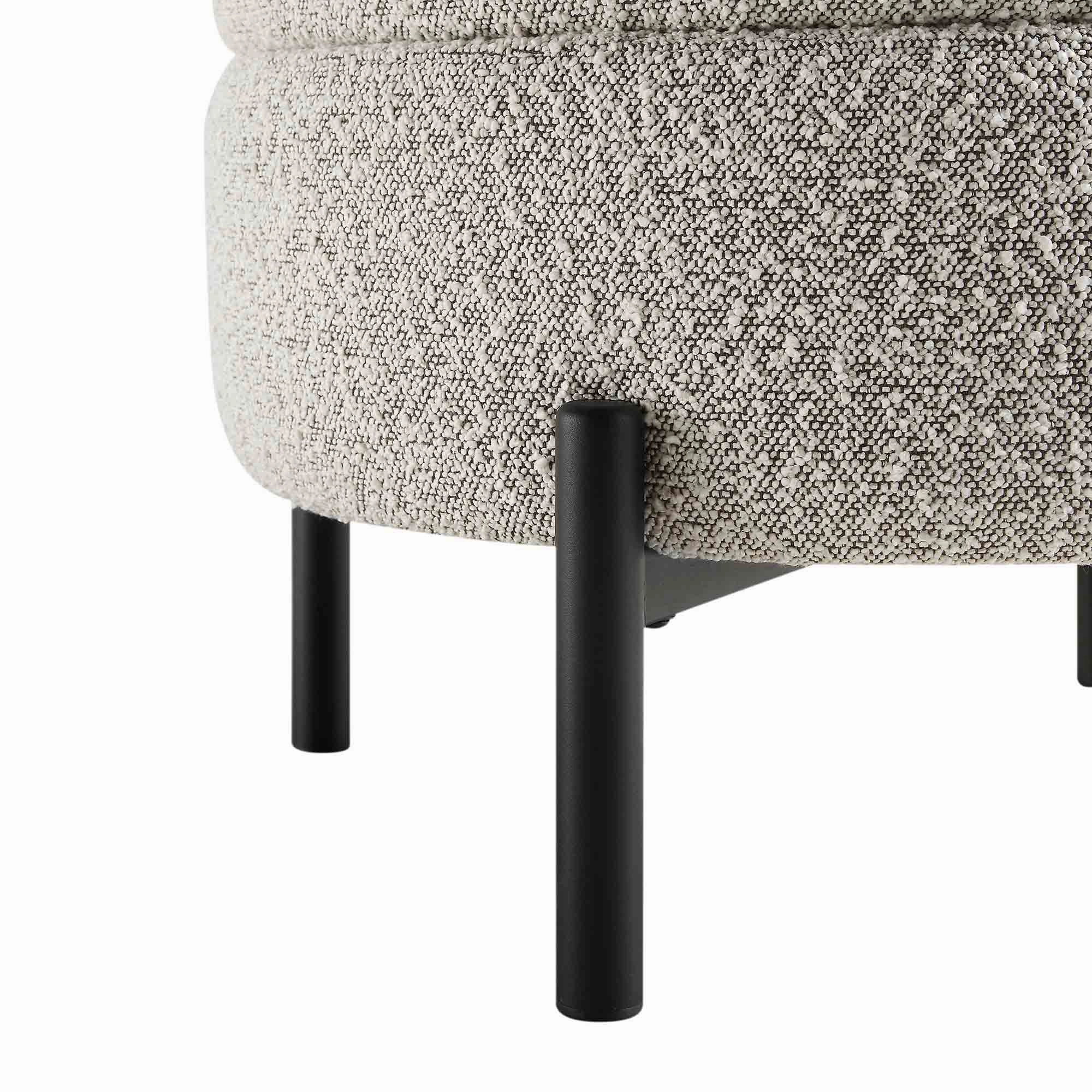 Amboise Round Storage Pouffe, Mist Grey Boucle