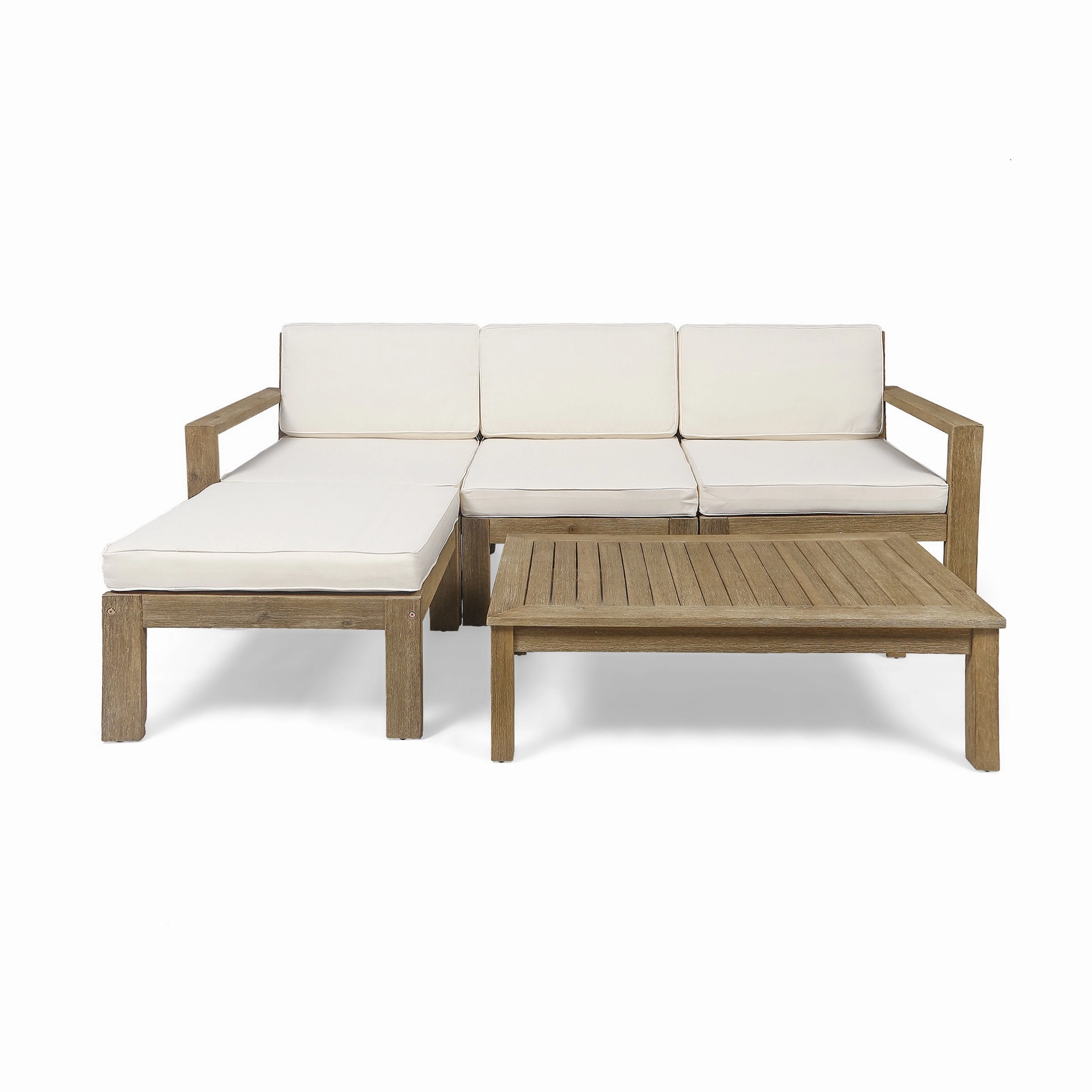 Ana Outdoor 3 Seater Acacia Wood Sofa Sectional with Cushions - NH253903