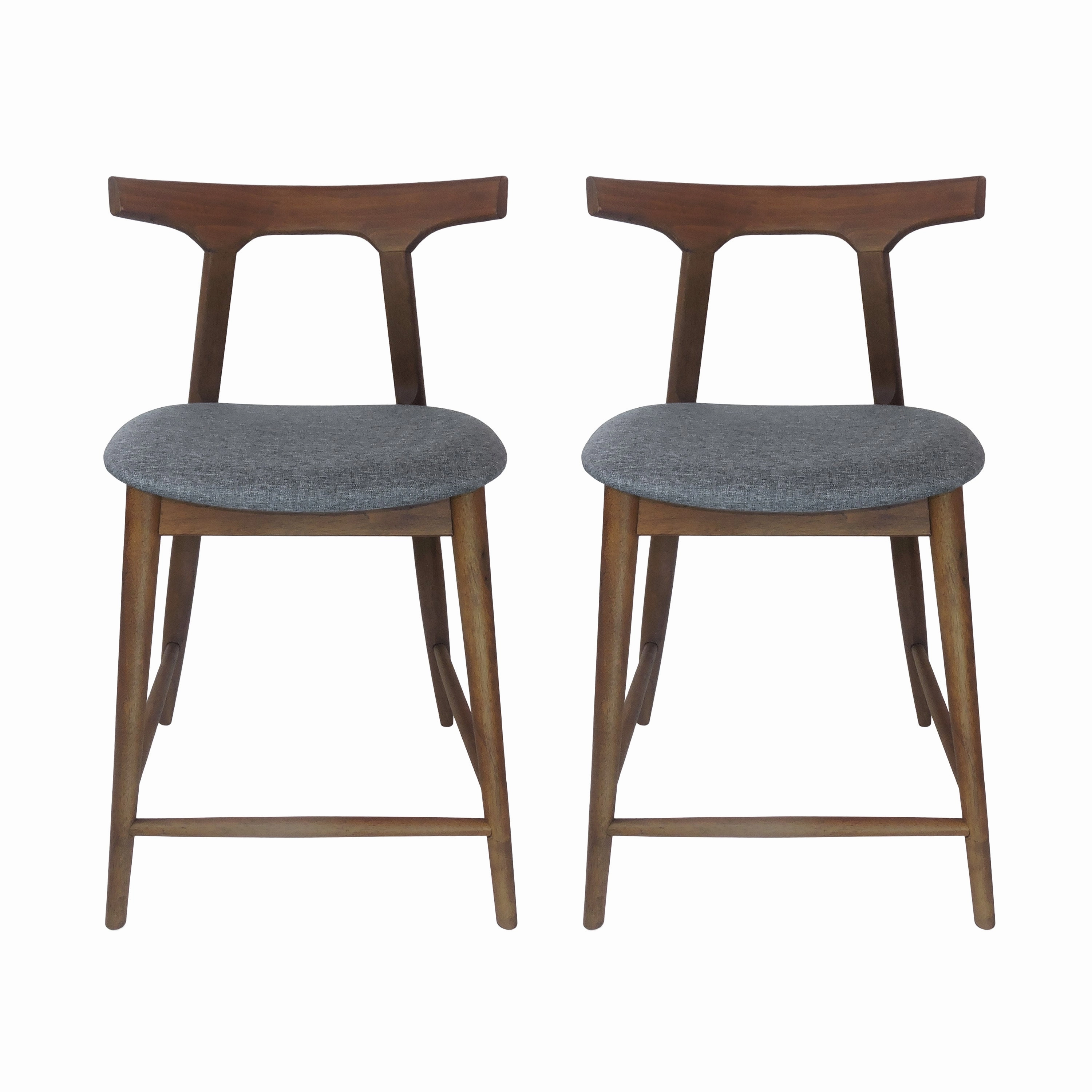 Annett Mid Century Modern Fabric Upholstered Wood 24.5 Inch Counter Stools, Set of 2