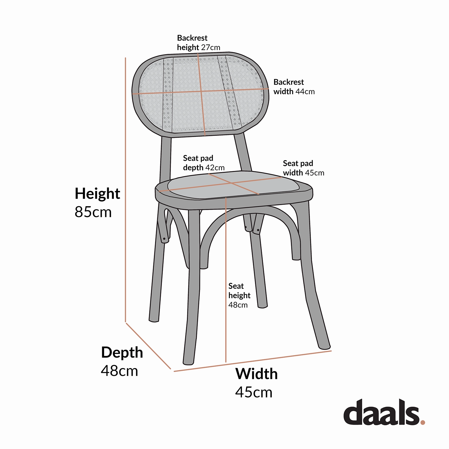 Anya Set of 2 Cane Rattan and Upholstered Dining Chairs, Black Colour