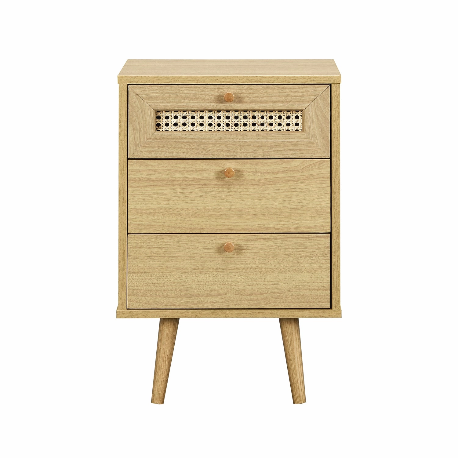 Anya Woven Rattan 3-Drawer Bedside Table in Natural Colour
