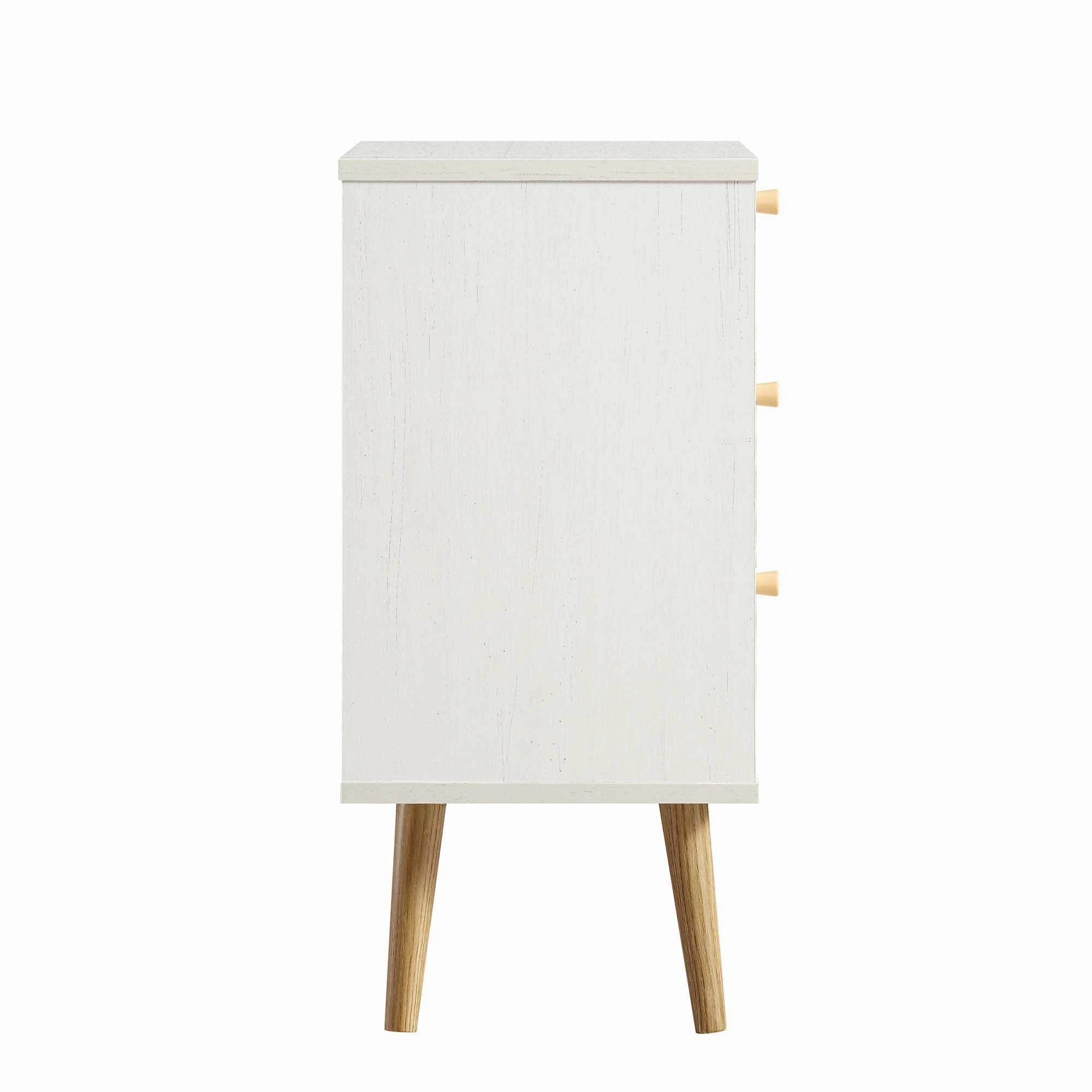Anya Woven Rattan 3-Drawer Bedside Table in White