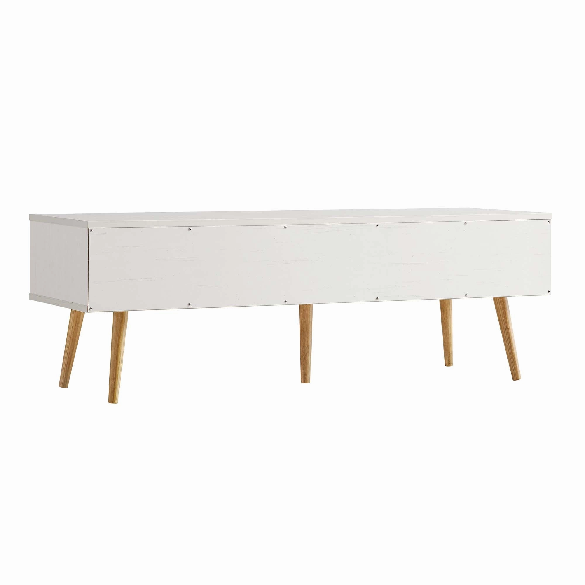 Anya Woven Rattan 3-Drawer TV Unit in White