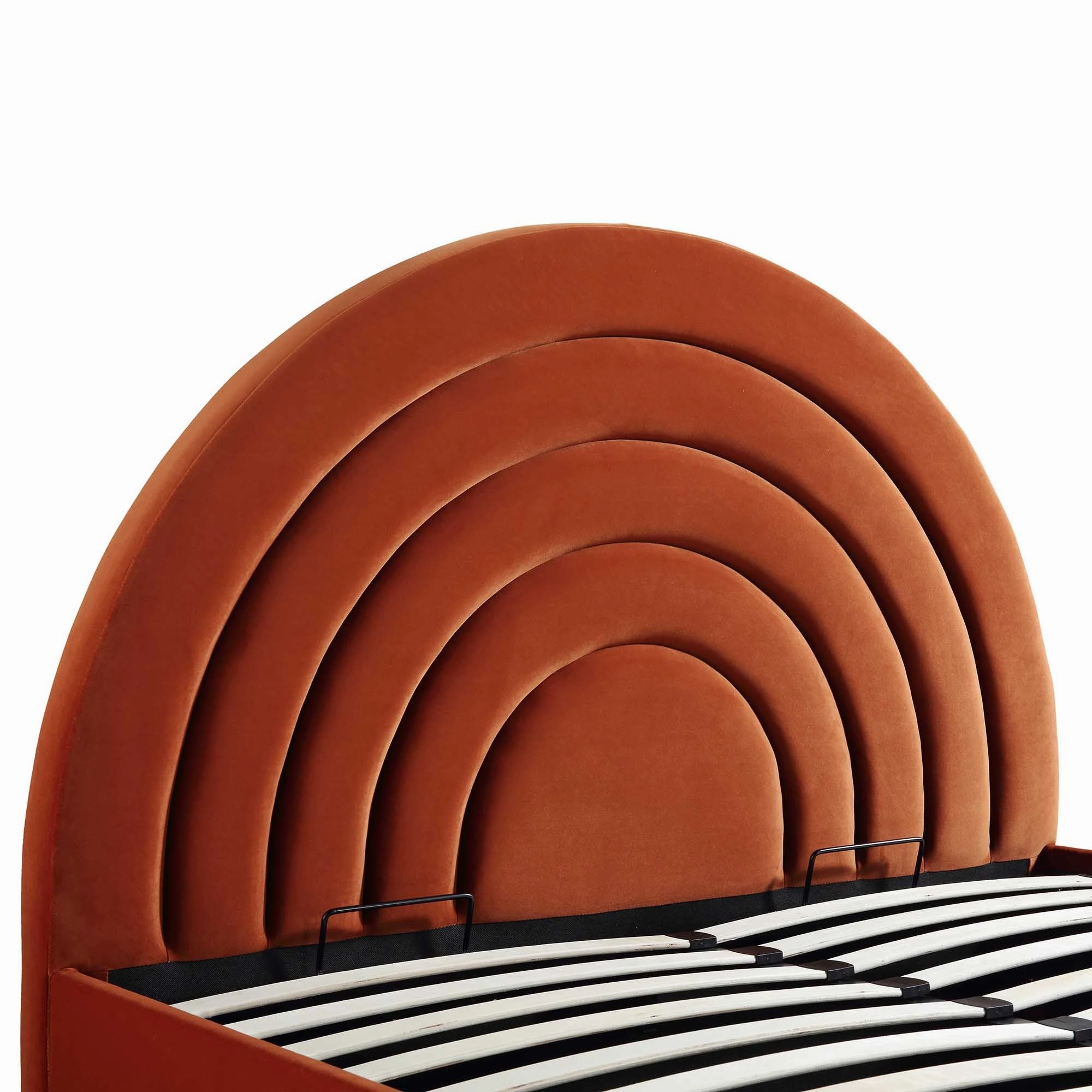 Archer Rust Velvet Ottoman Storage Bed