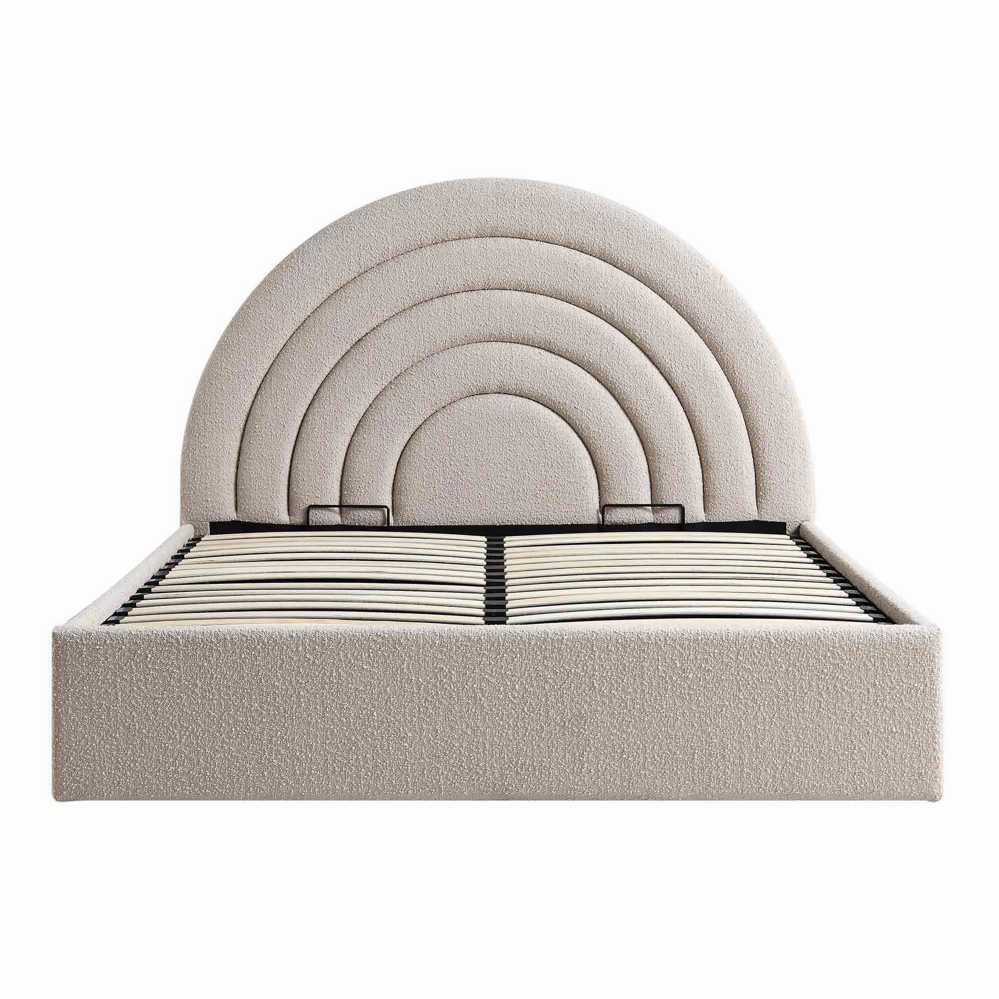 Archer Taupe Boucle Ottoman Storage Bed