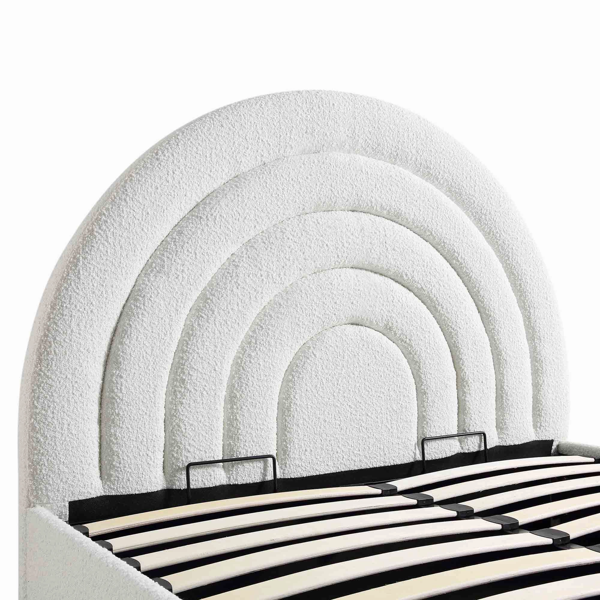 Archer White Boucle Ottoman Storage Bed