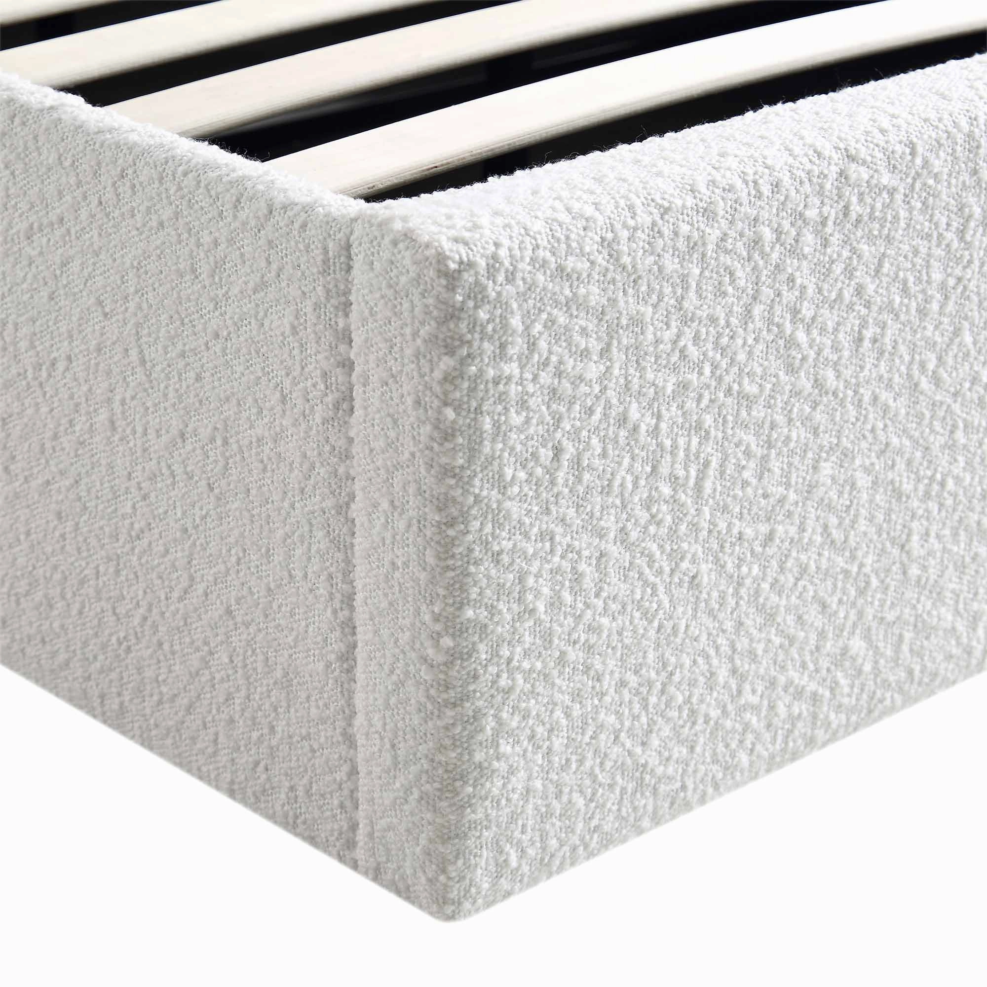 Archer White Boucle Ottoman Storage Bed