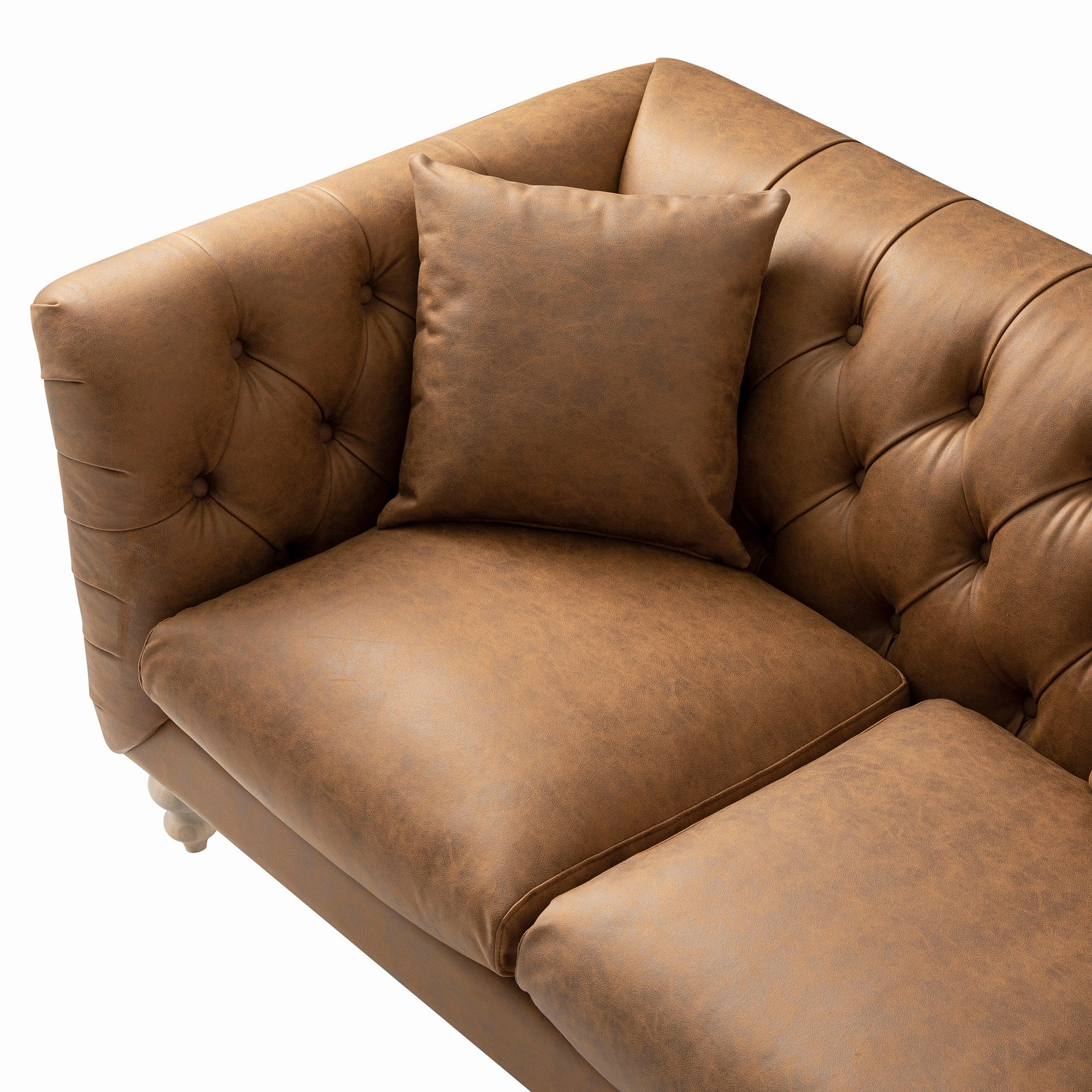 Ashby Chesterfield 2-Seater Sofa, Tan Faux Leather