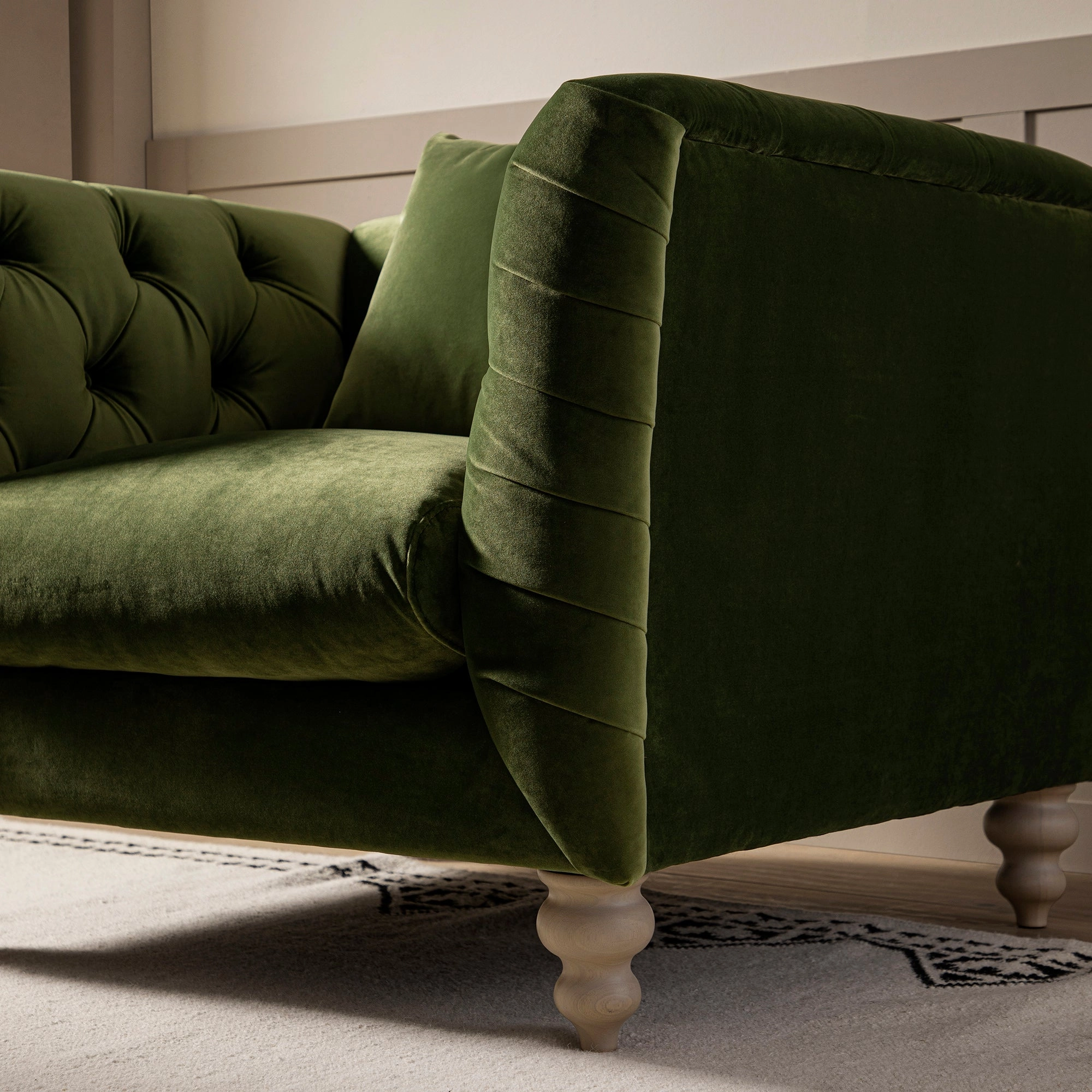 Ashby Chesterfield Armchair, Fern Green Velvet