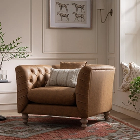 Ashby Chesterfield Armchair, Tan Faux Leather