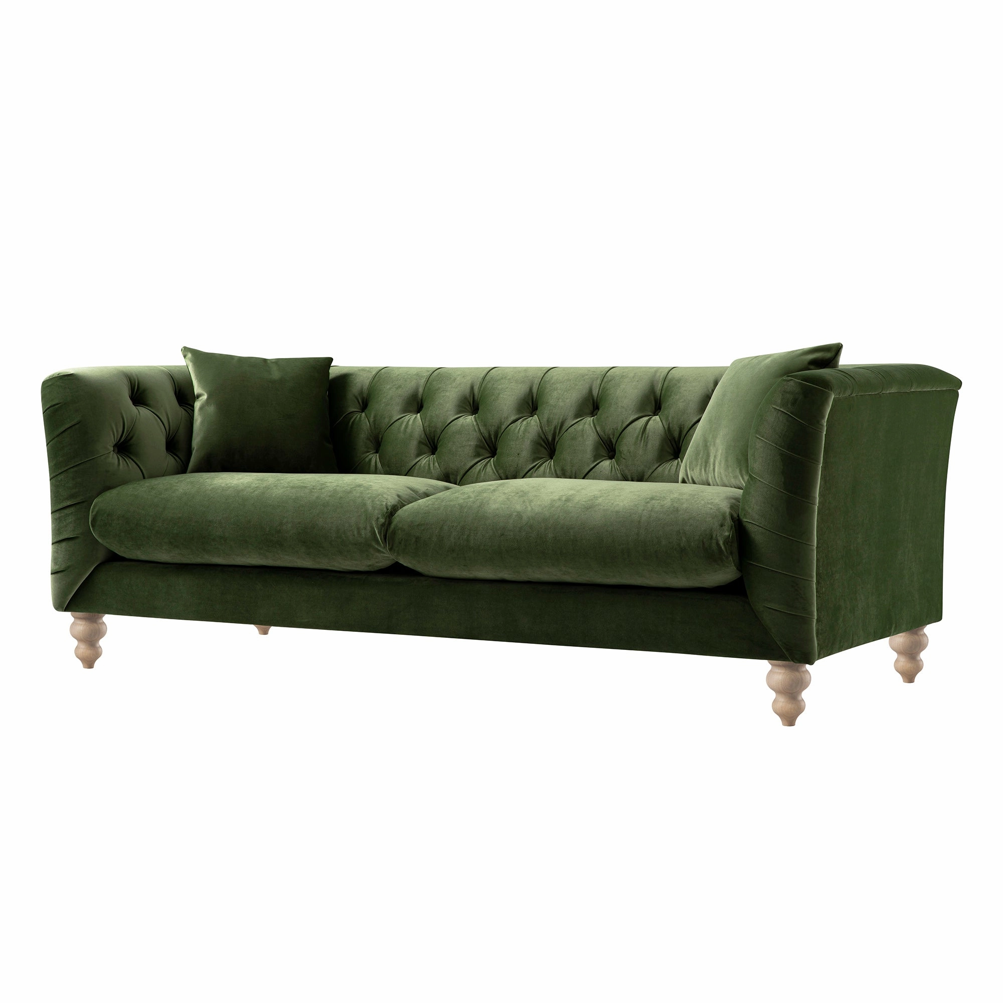 Ashby Chesterfield Large 3-Seater Sofa, Fern Green Velvet