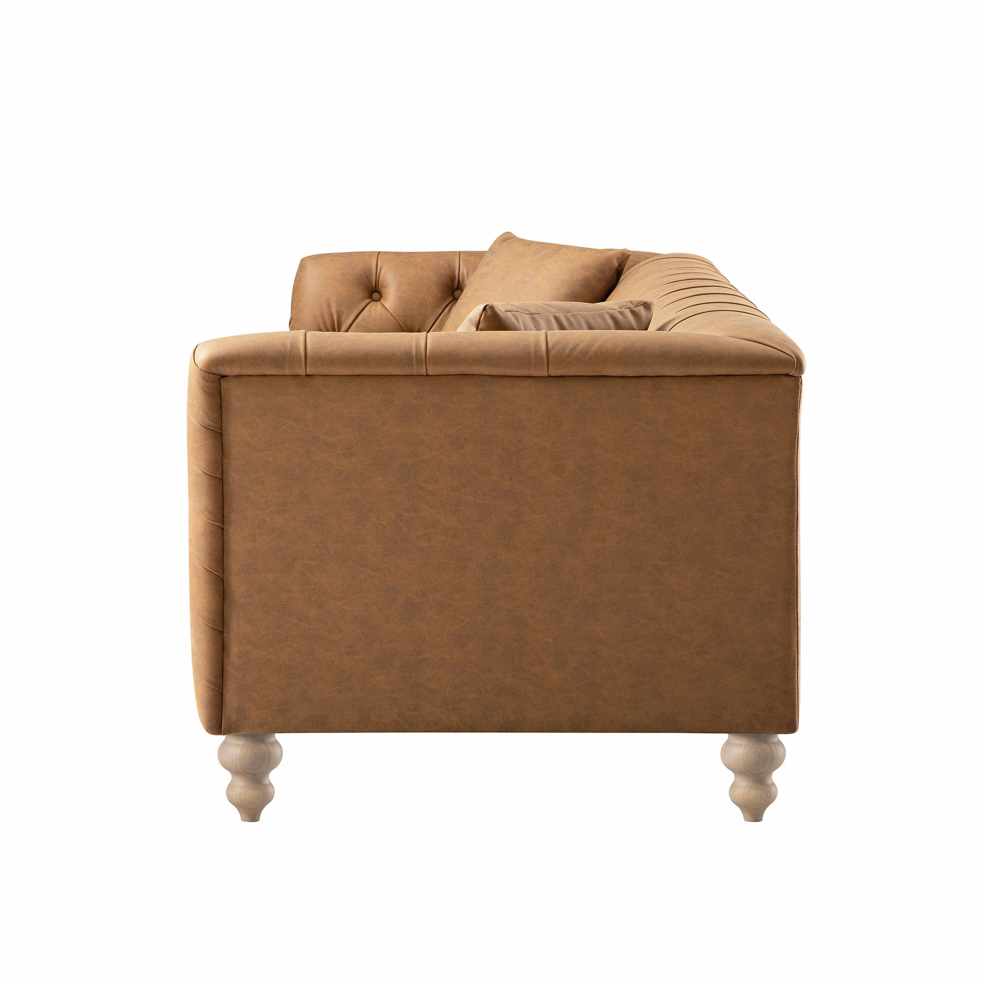 Ashby Chesterfield Large 3-Seater Sofa, Tan Faux Leather