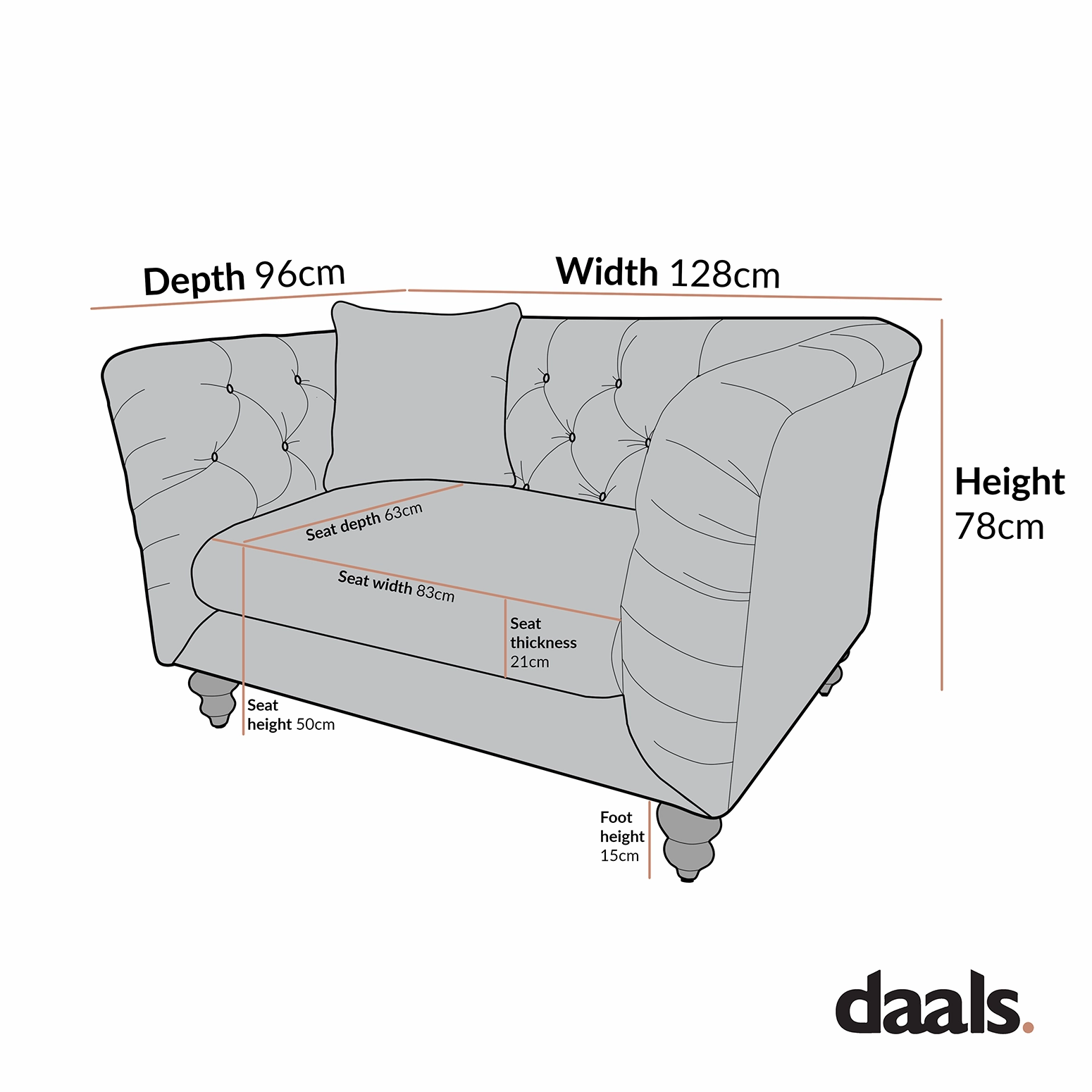 Ashby Chesterfield Loveseat, Mist Grey Chenille