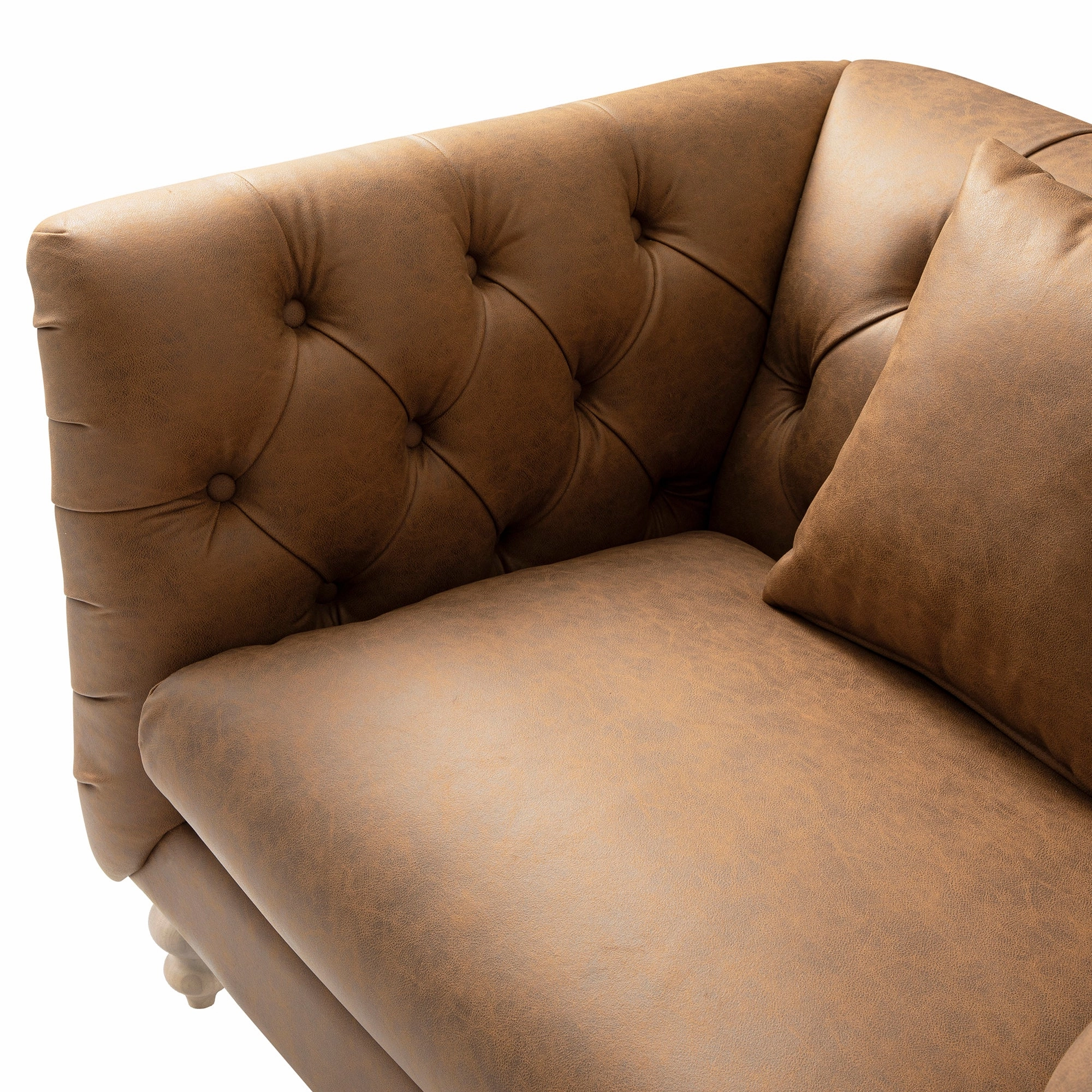 Ashby Chesterfield Loveseat, Tan Faux Leather