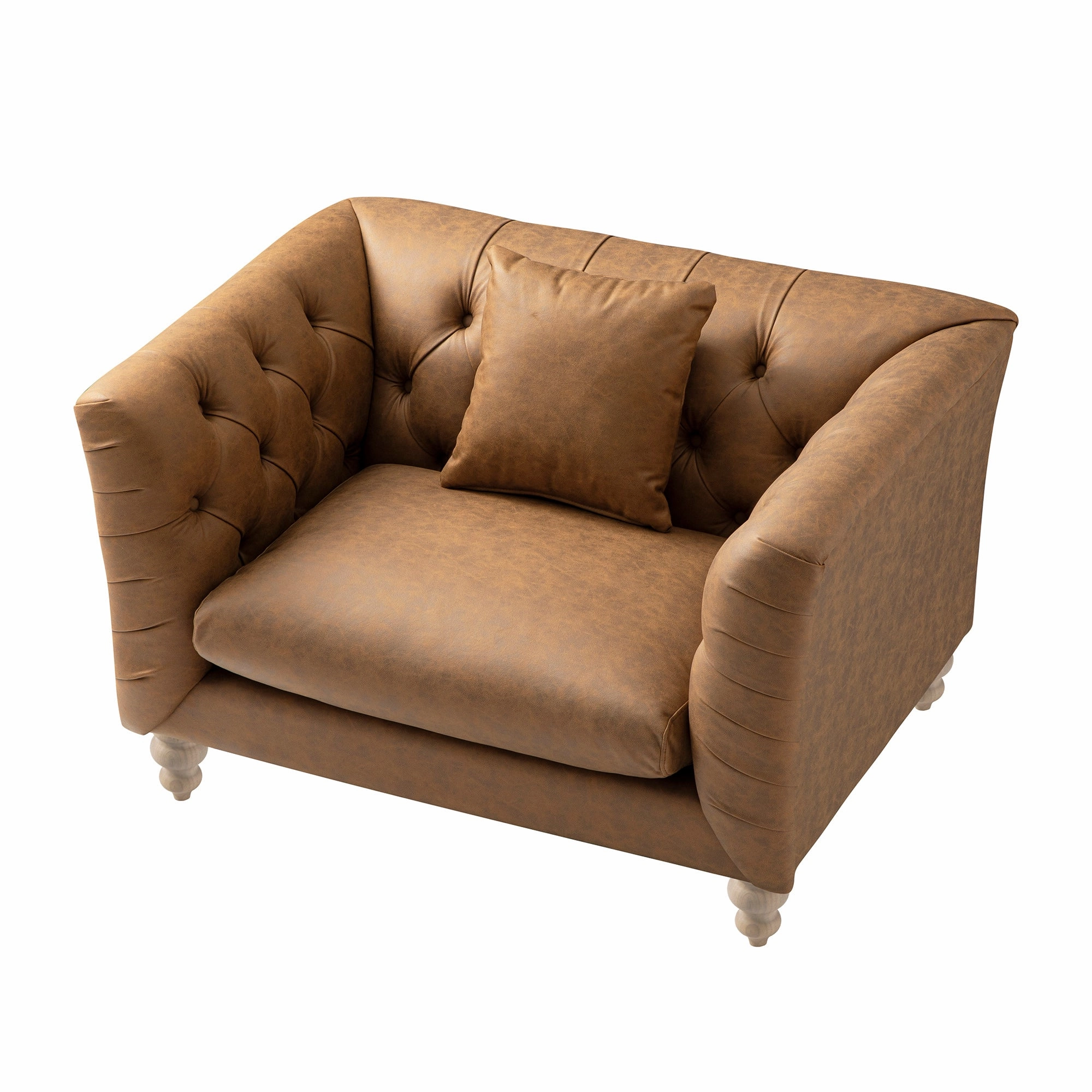 Ashby Chesterfield Loveseat, Tan Faux Leather