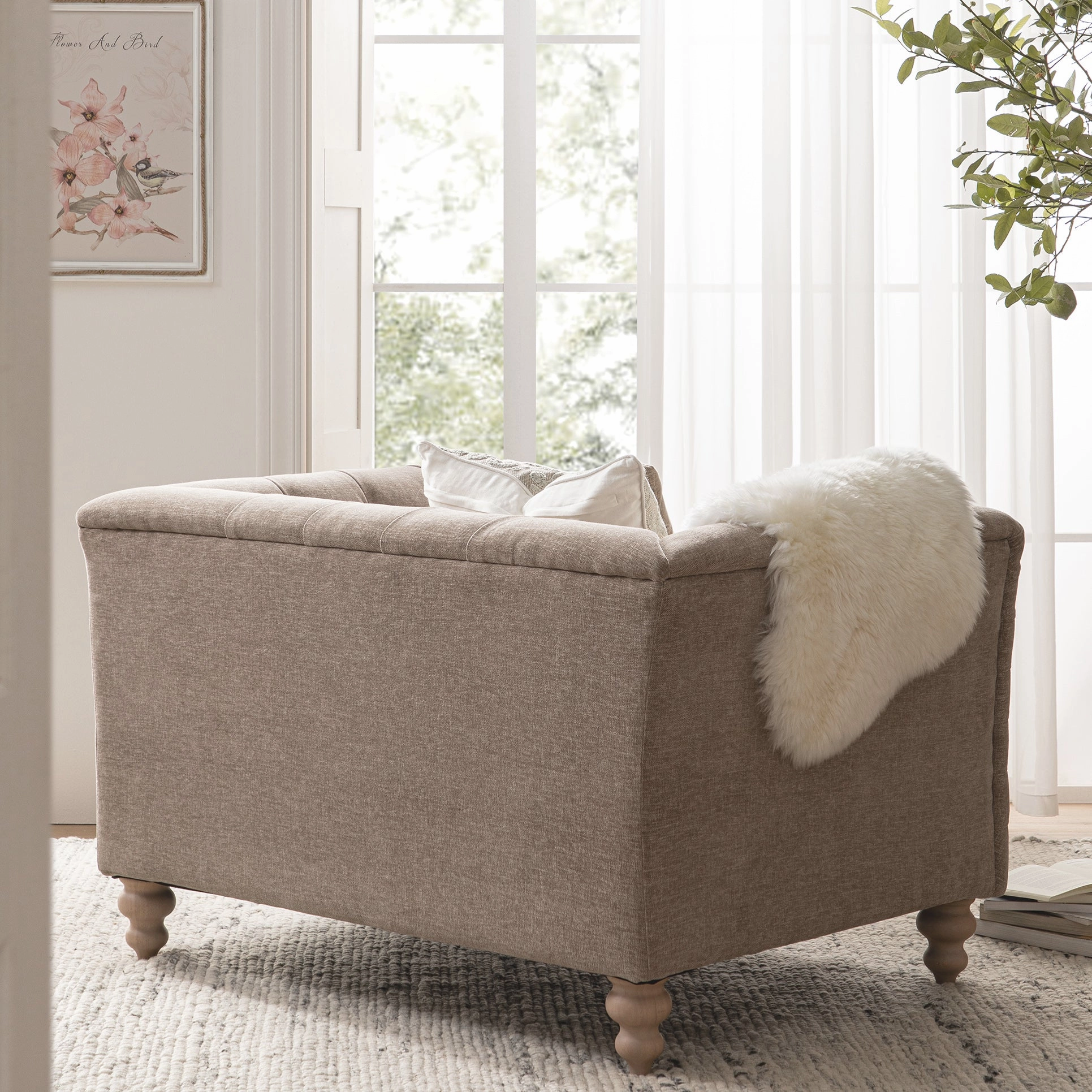 Ashby Chesterfield Loveseat, Taupe Chenille